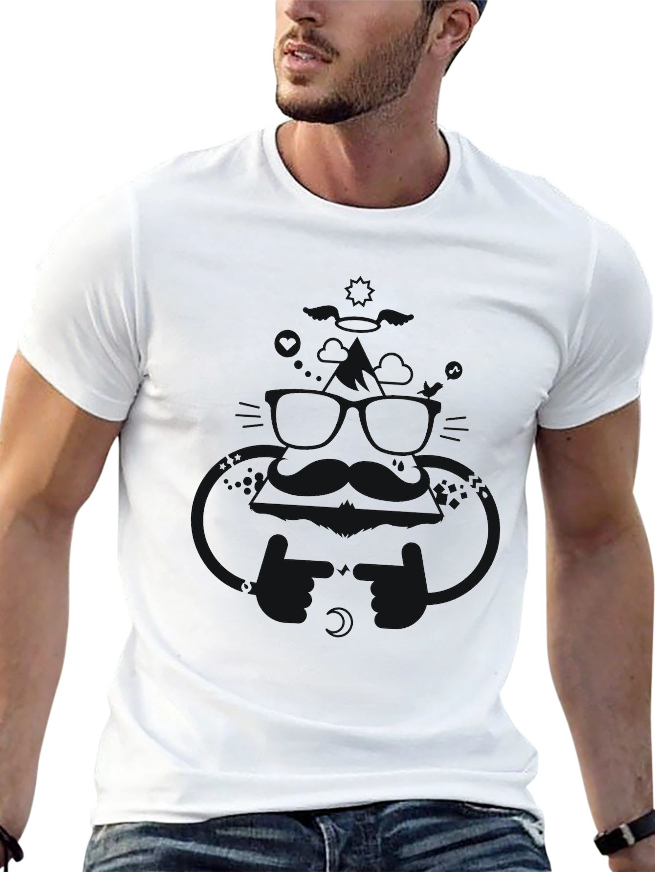 Mens Solid Black Crew Neck T-Shirt