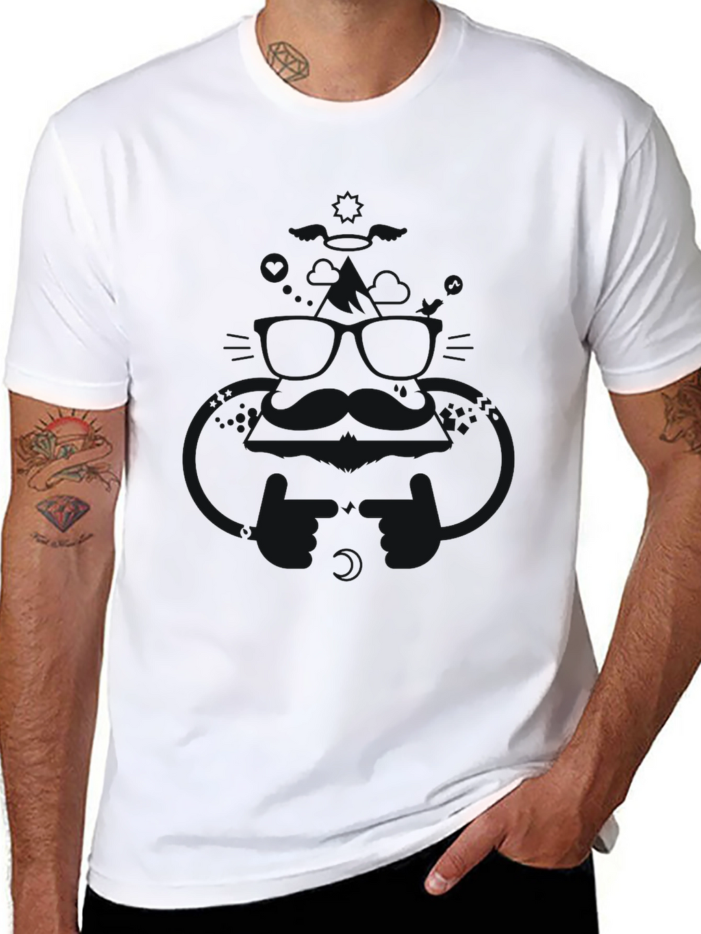 Mens Solid Black Crew Neck T-Shirt