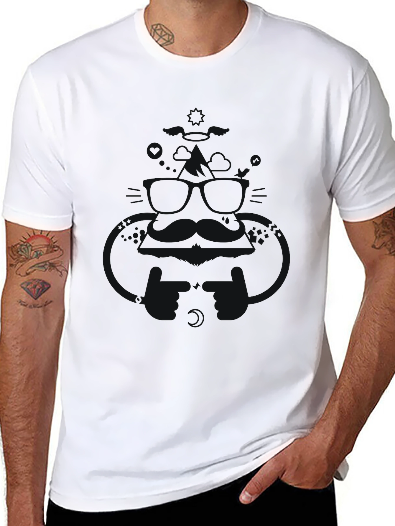 Mens Solid Black Crew Neck T-Shirt