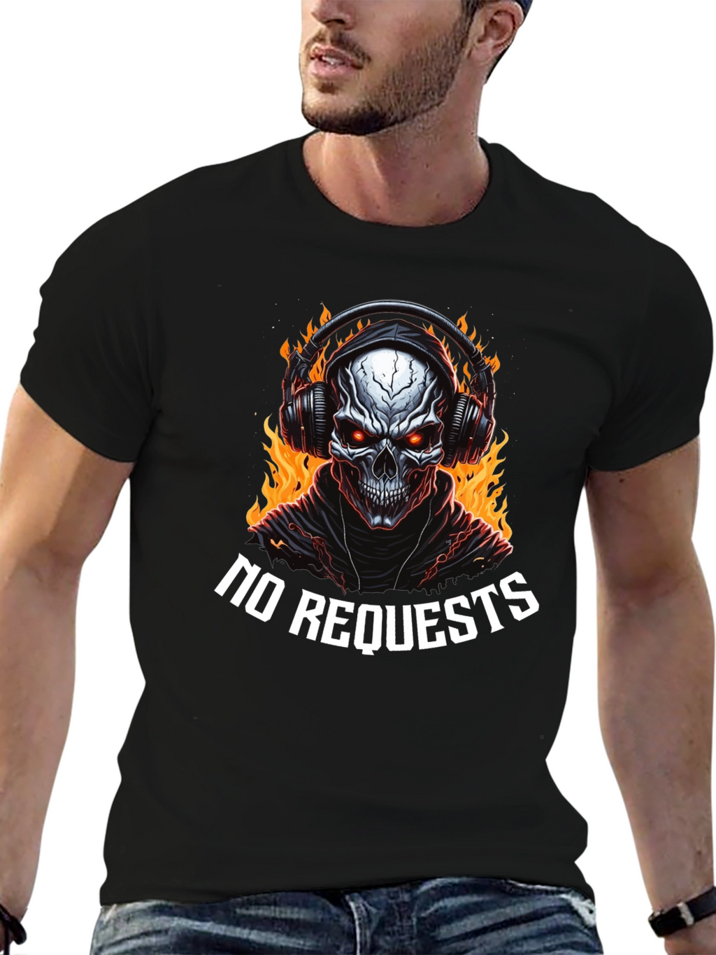 Fiery Skull Graphic Tee - No Requests
