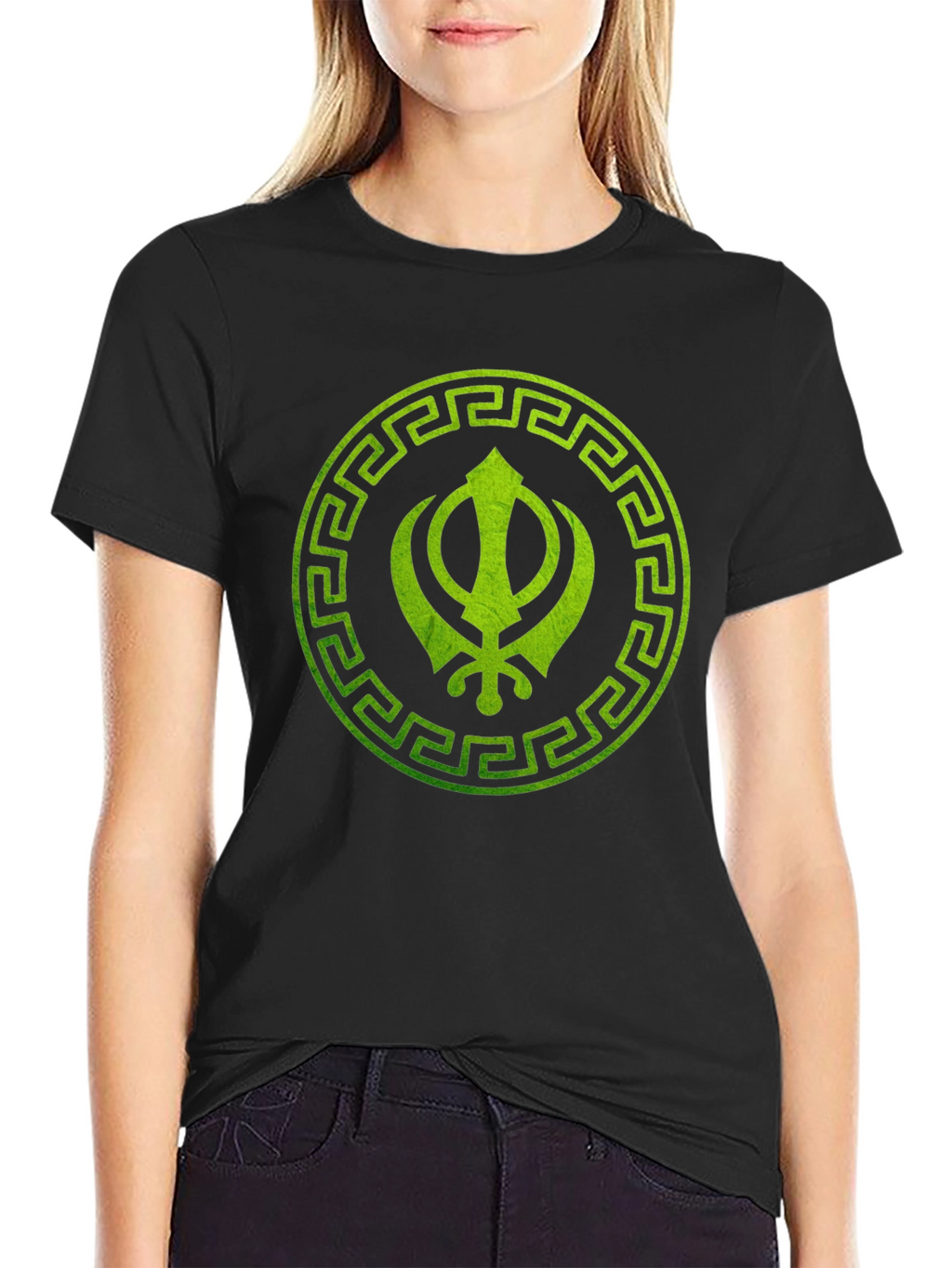 Sikh Symbol Printed Black T-Shirt