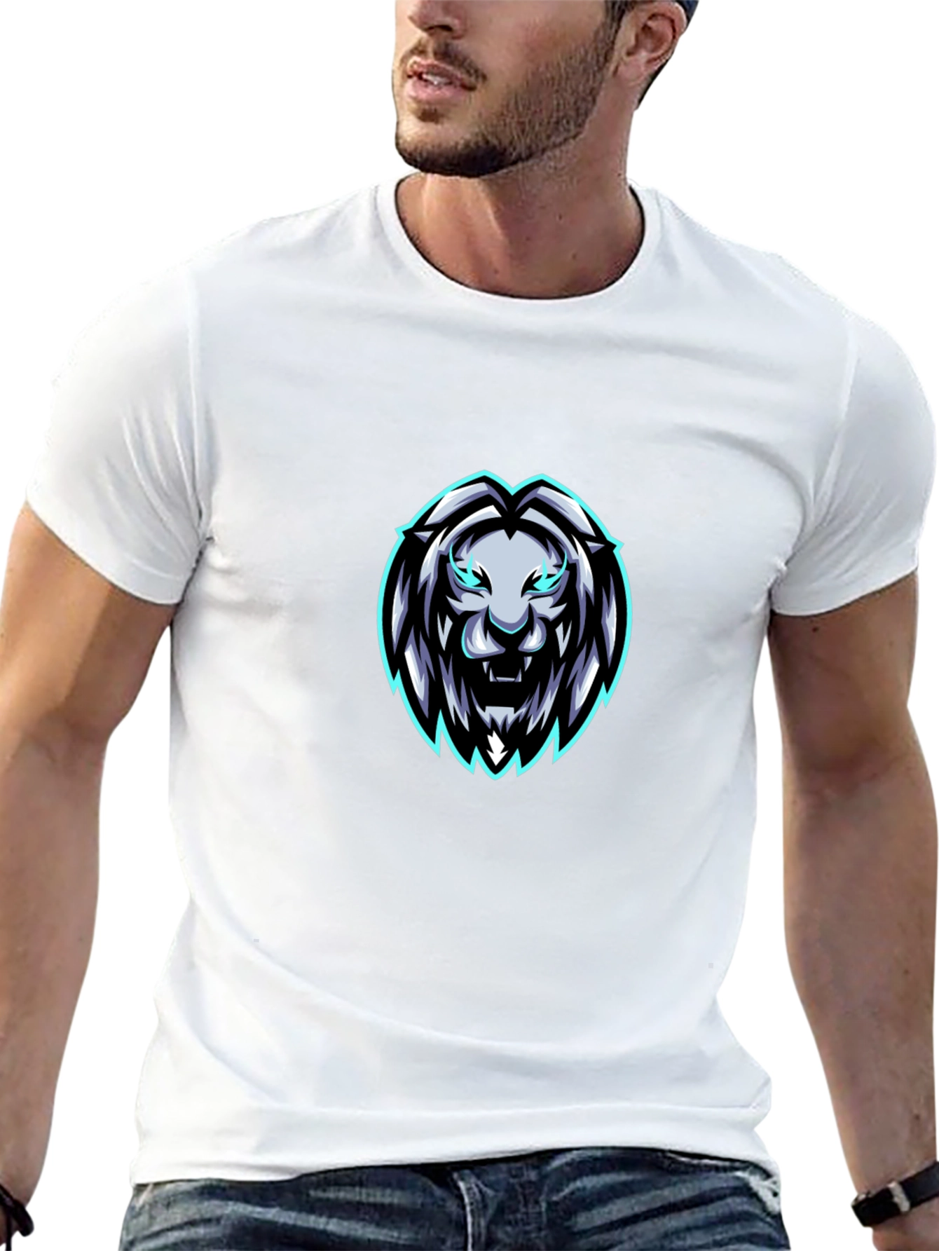 Mens Black Lion Graphic T-Shirt