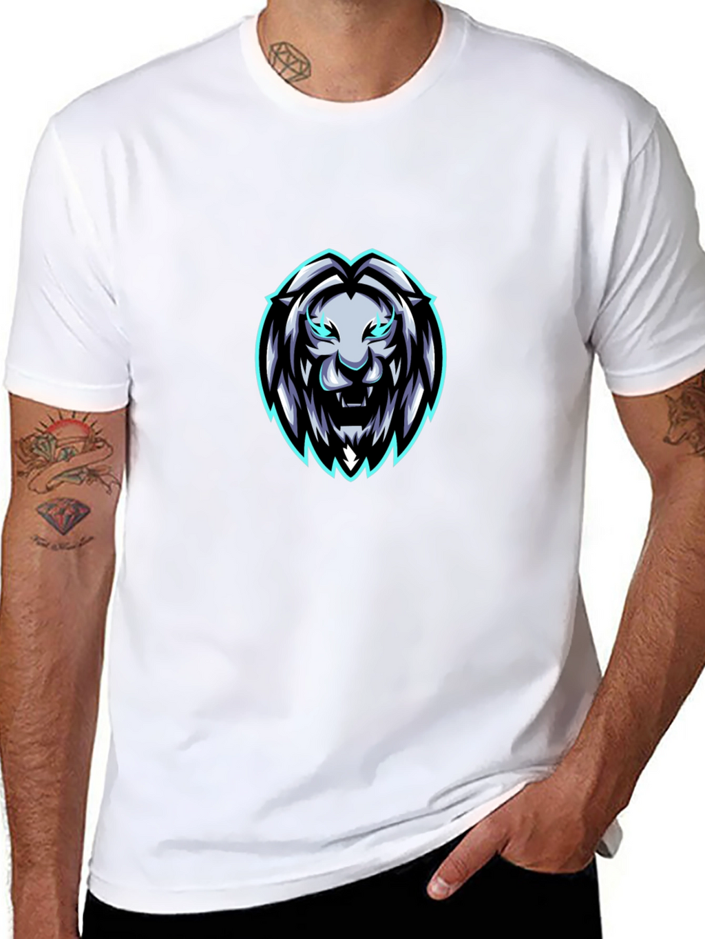 Mens Black Lion Graphic T-Shirt