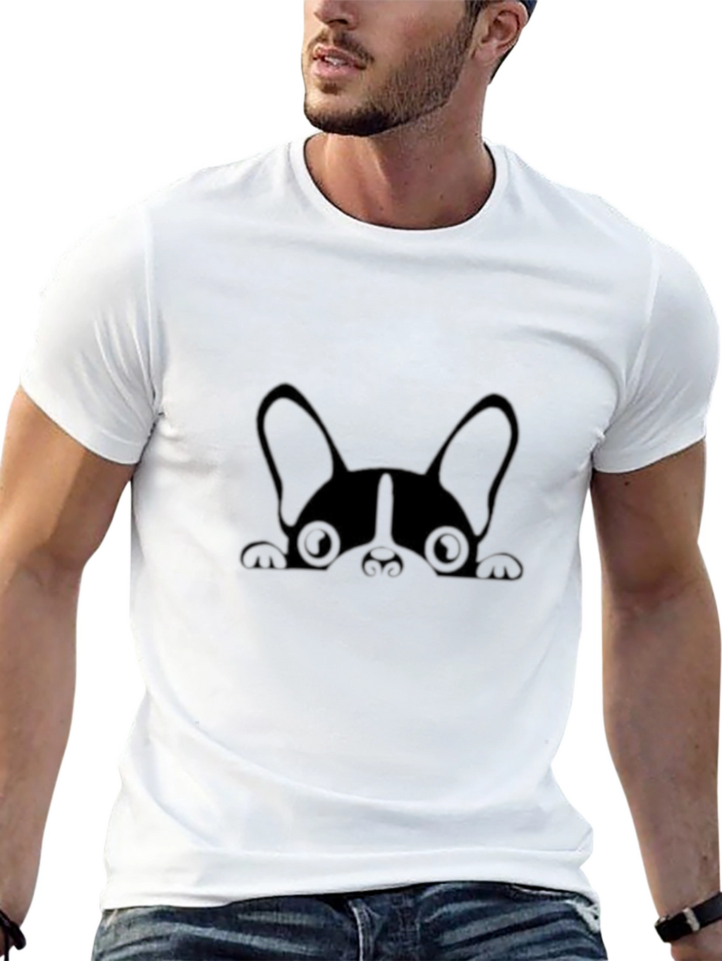 Cute Peek-A-Boo Dog Graphic Tee