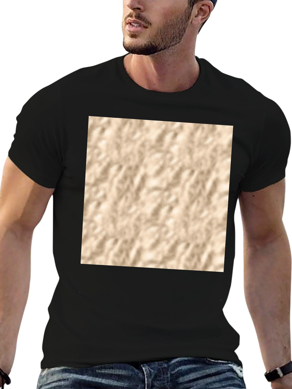 Abstract Texture Print Black T-Shirt