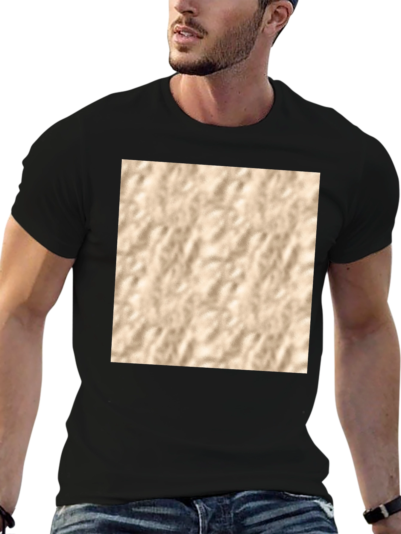 Abstract Texture Print Black T-Shirt