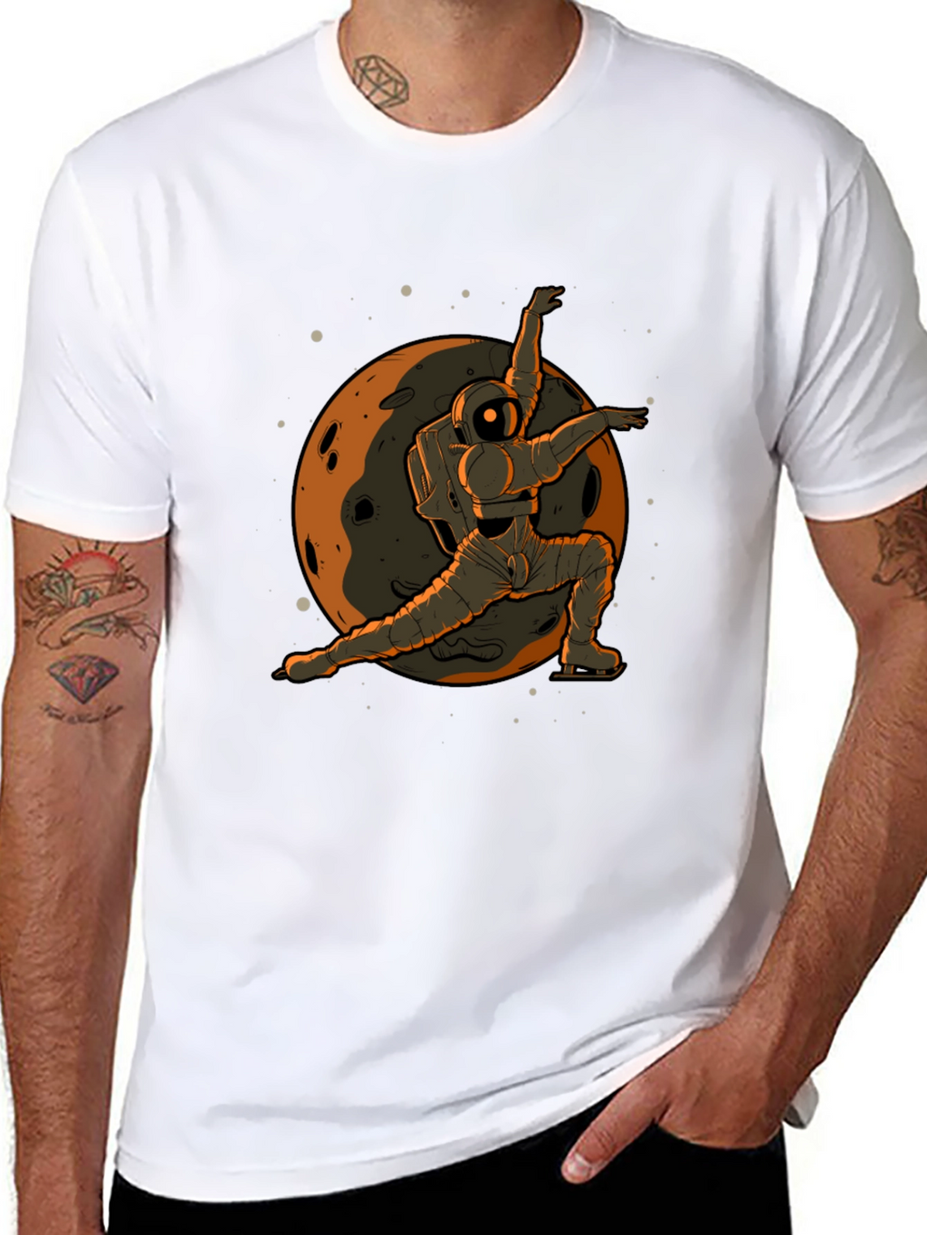 Astronaut Ice Skating Graphic Tee - Space T-Shirt