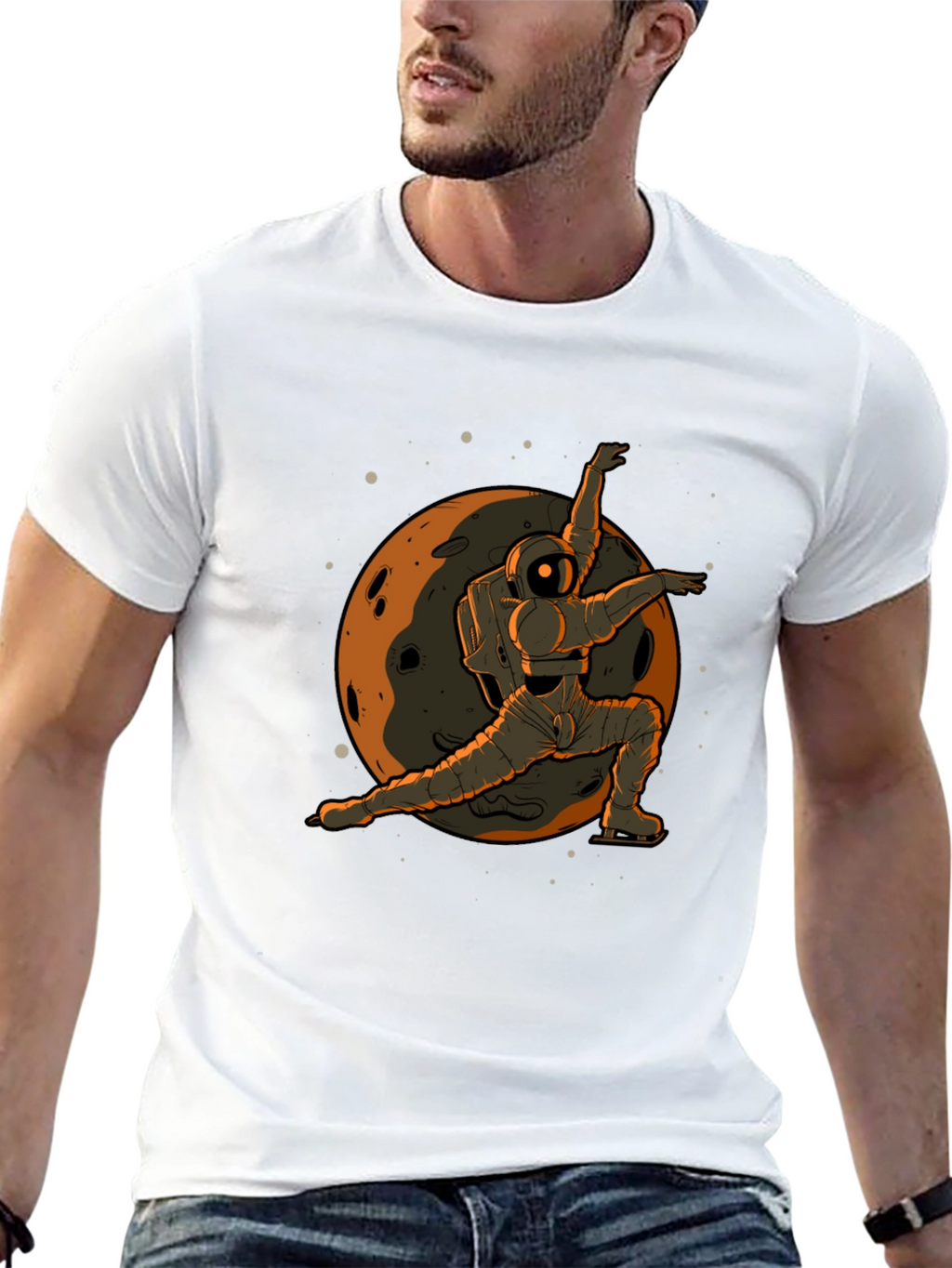 Astronaut Ice Skating Graphic Tee - Space T-Shirt