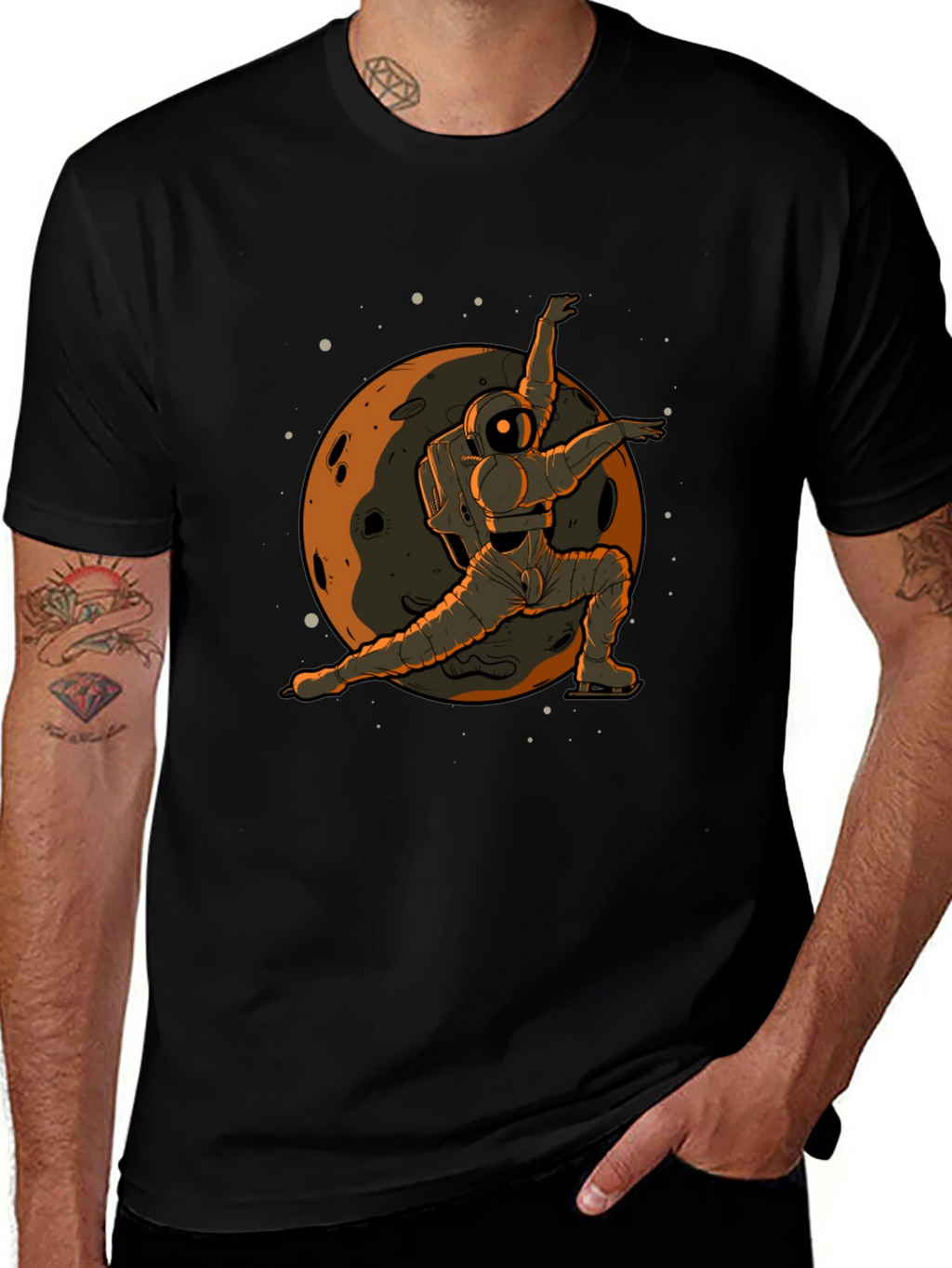 Astronaut Ice Skating Graphic Tee - Space T-Shirt
