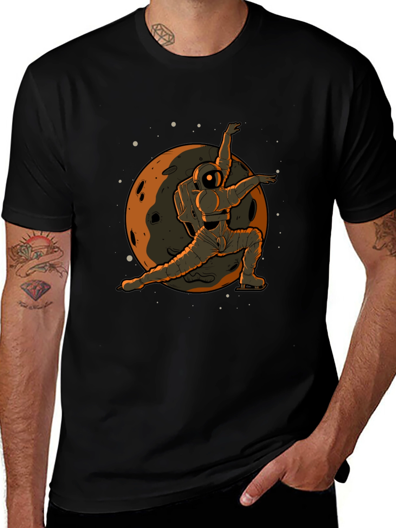 Astronaut Ice Skating Graphic Tee - Space T-Shirt