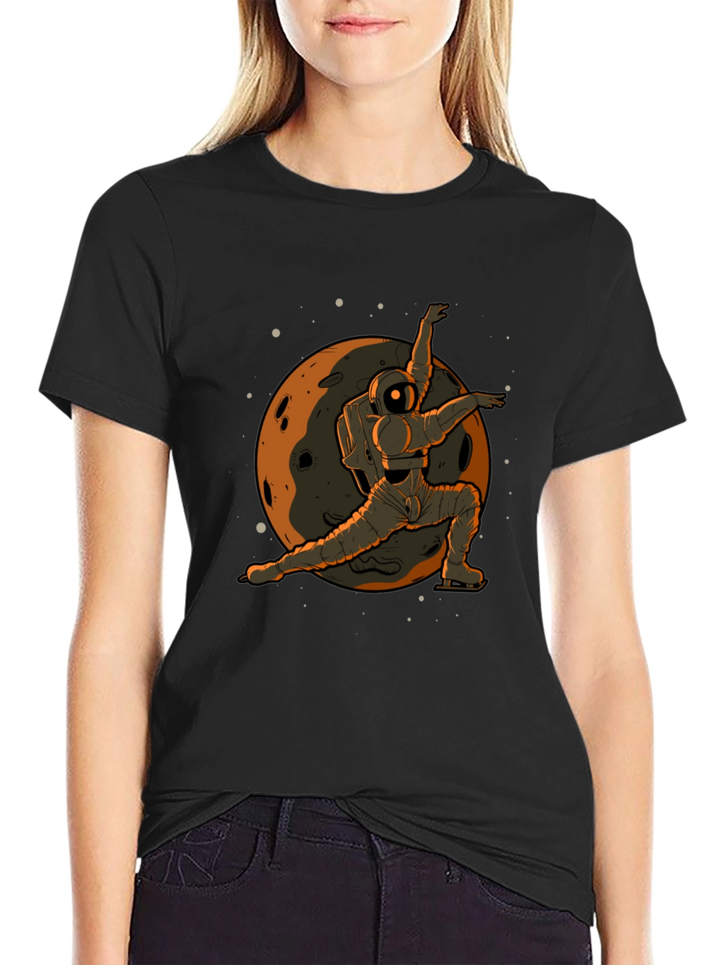 Astronaut Ice Skating Graphic Tee - Space T-Shirt