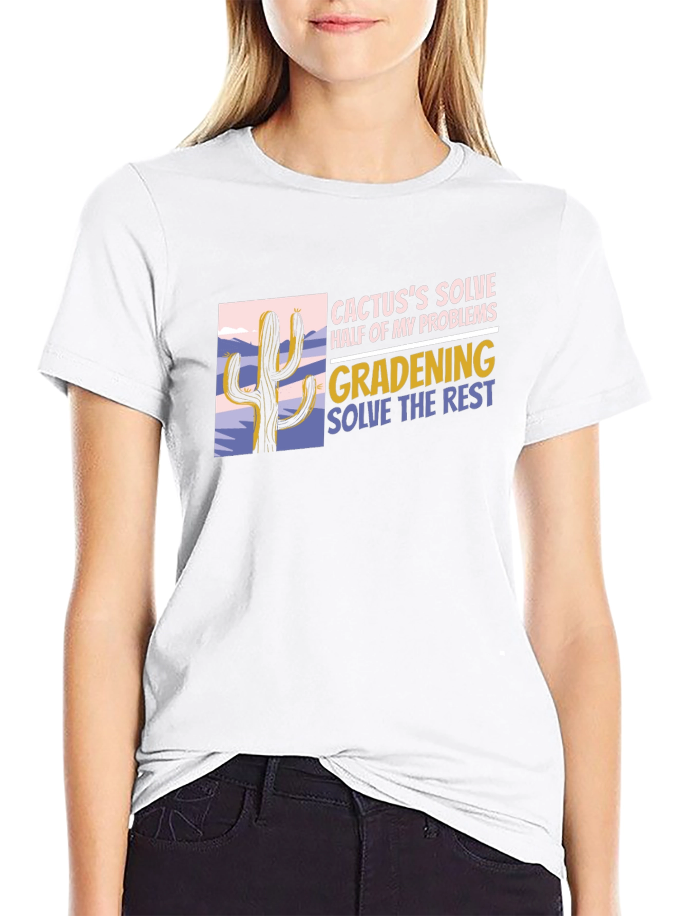 Cactus Gardening Problem Solver Black T-Shirt