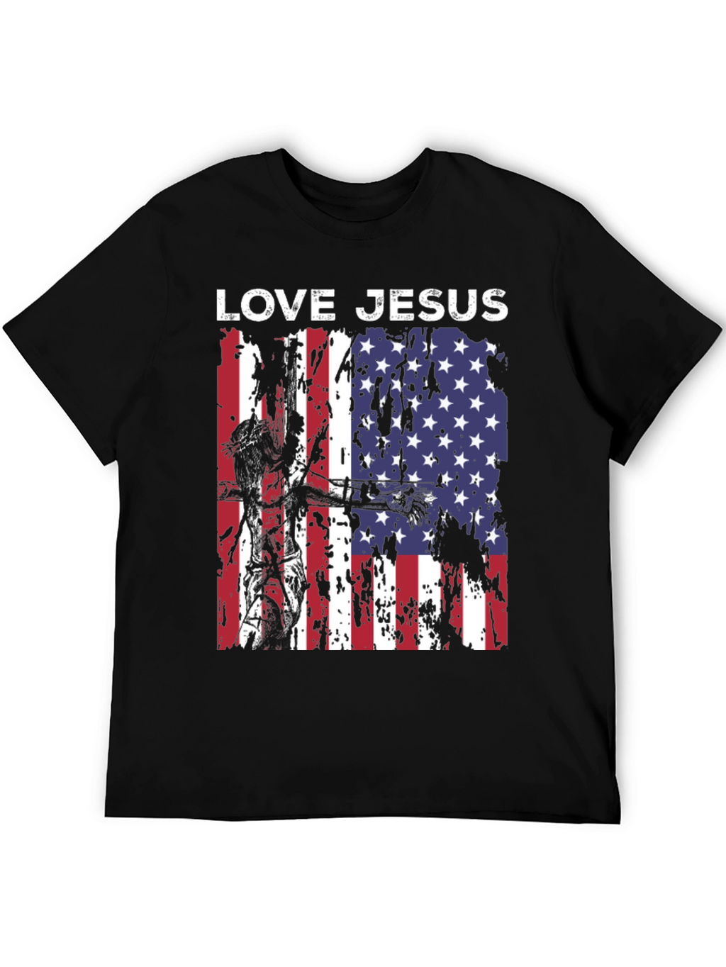 Love Jesus USA Flag Graphic T-Shirt