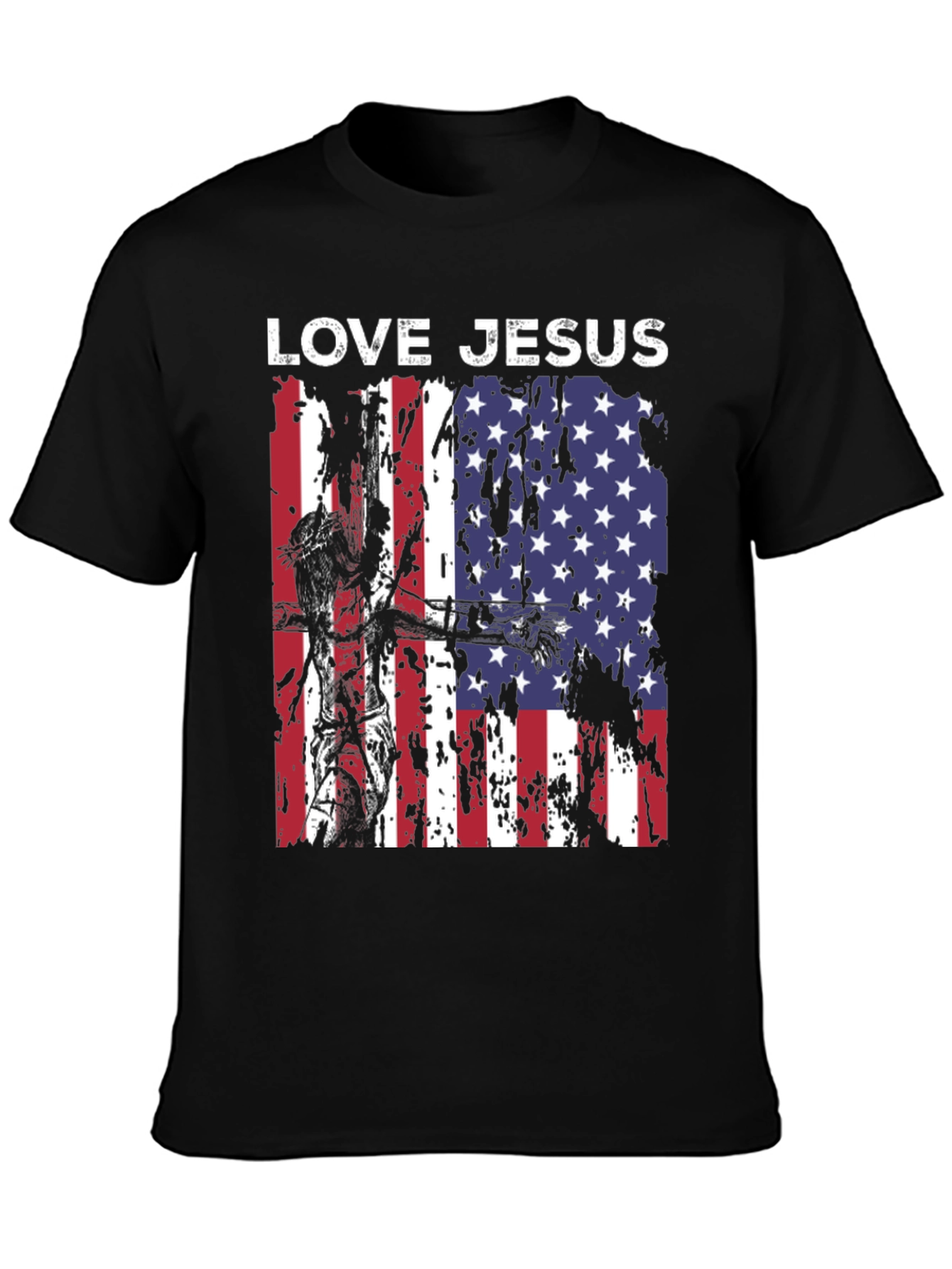 Love Jesus USA Flag Graphic T-Shirt