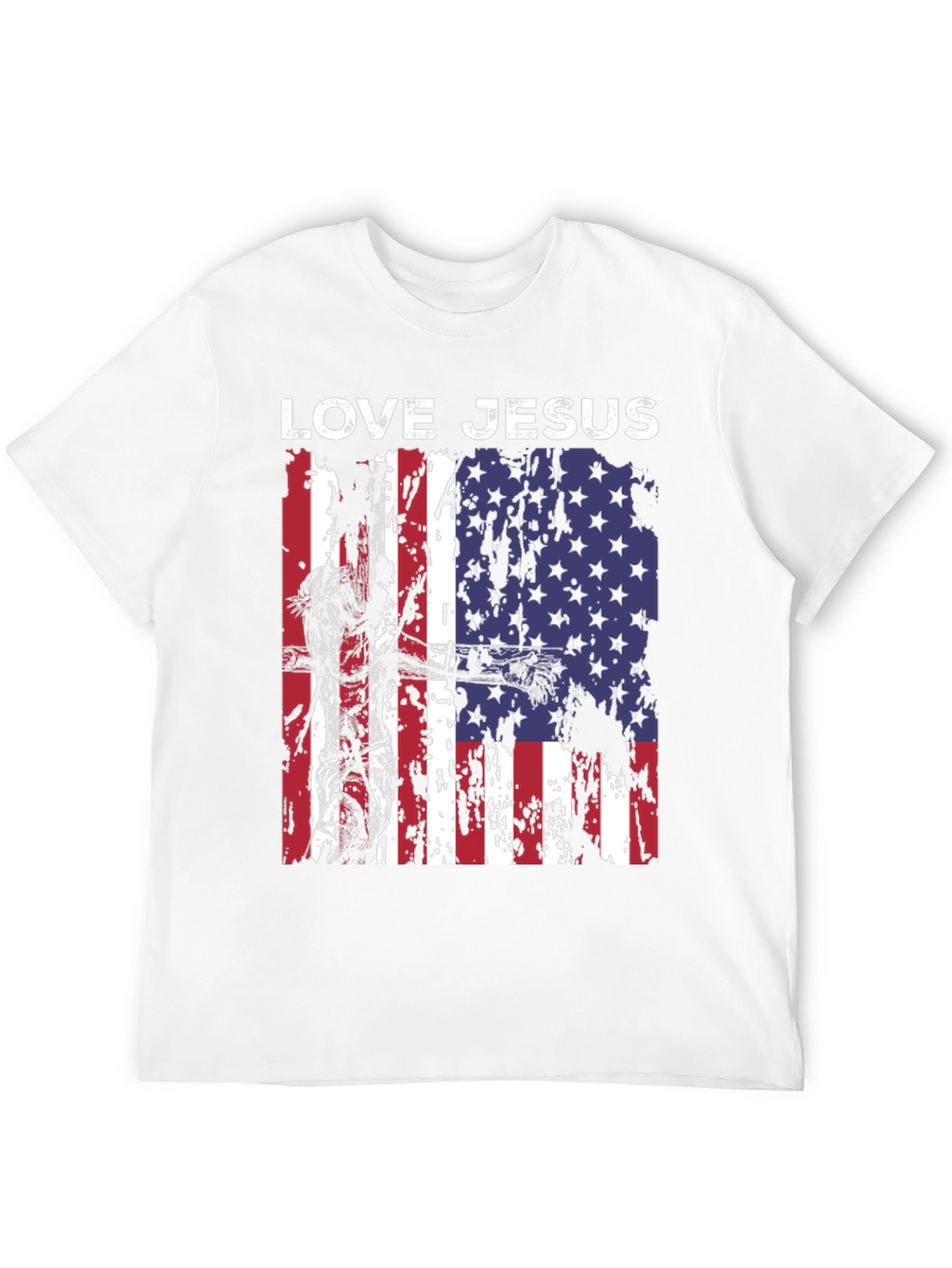 Love Jesus USA Flag Graphic T-Shirt