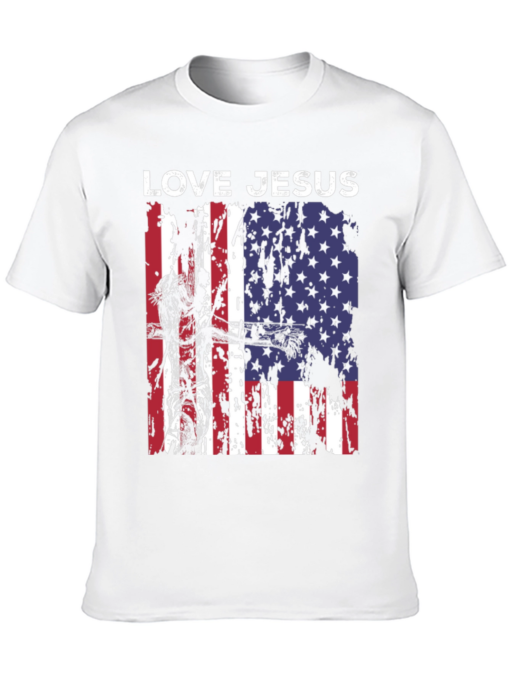 Love Jesus USA Flag Graphic T-Shirt