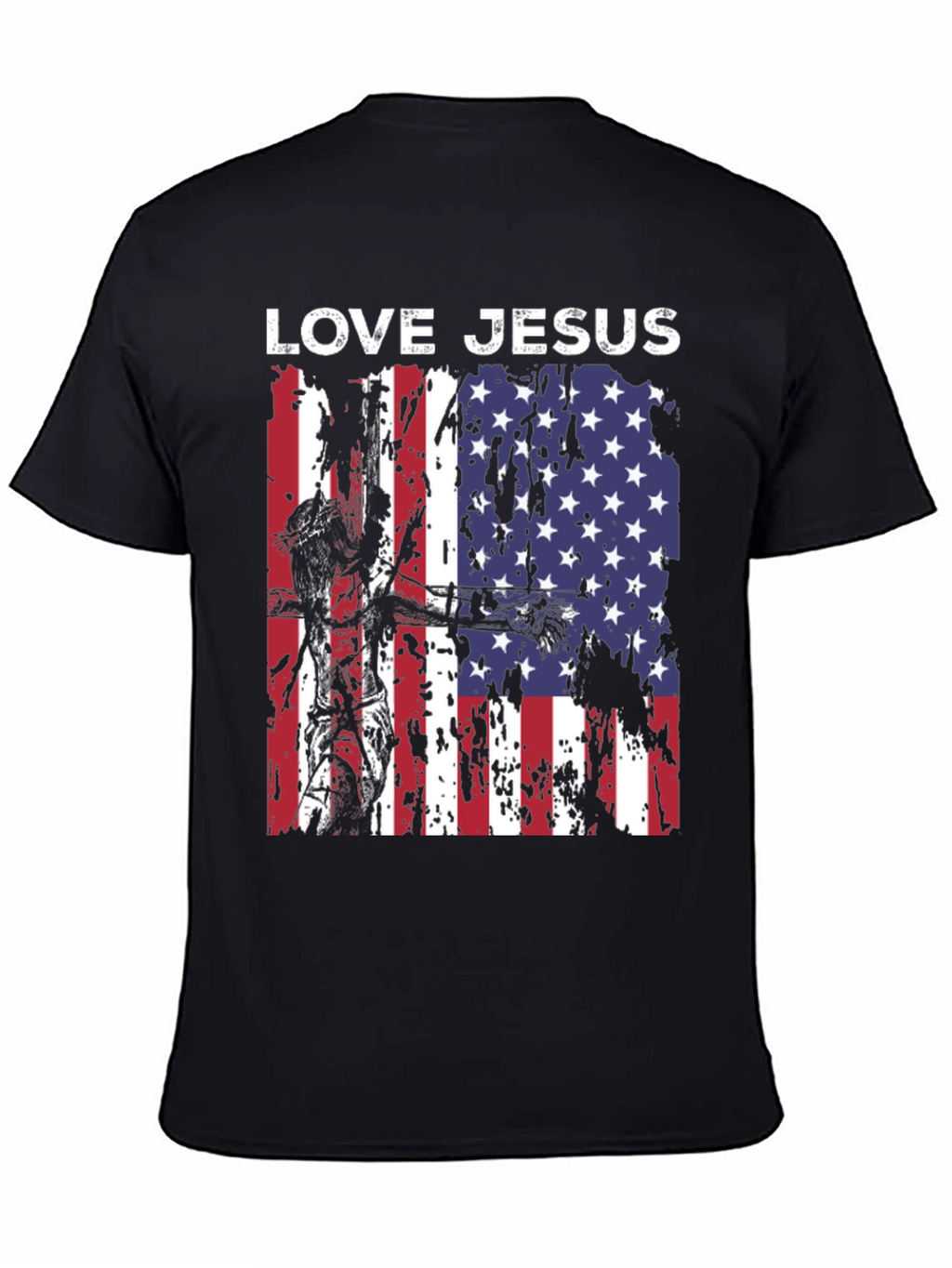 Love Jesus USA Flag Graphic T-Shirt