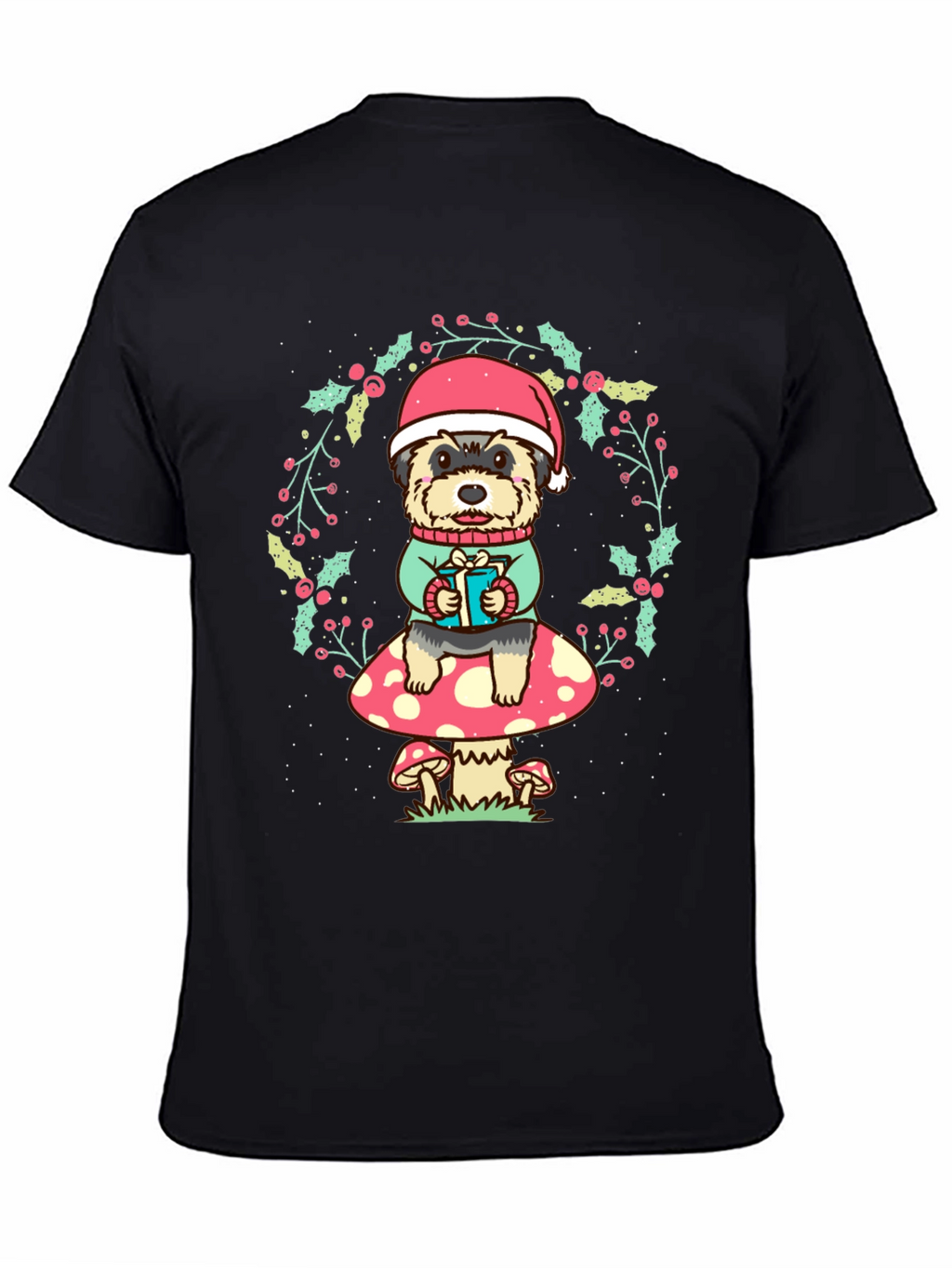 Dog in Santa Hat Christmas T-Shirt