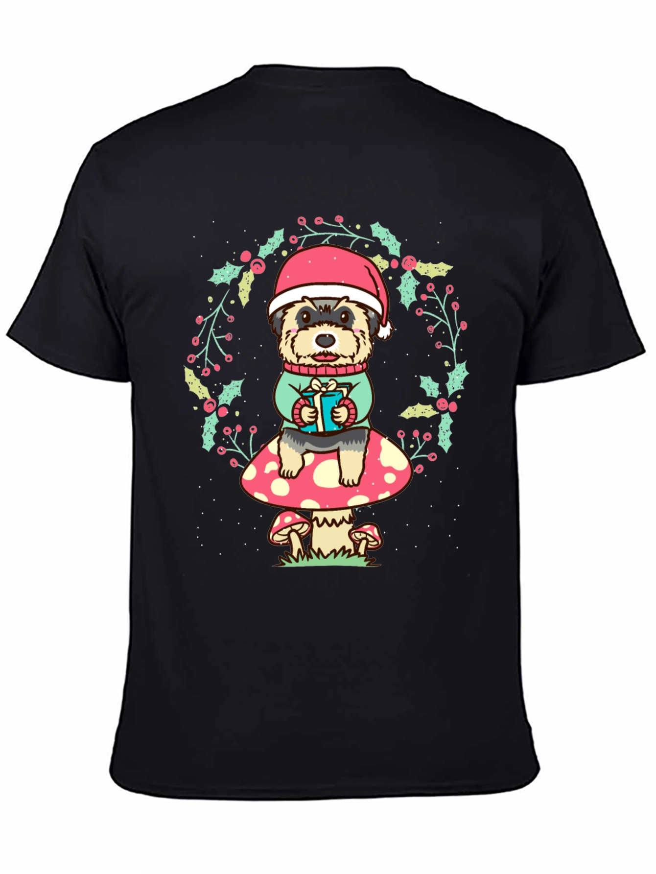 Dog in Santa Hat Christmas T-Shirt