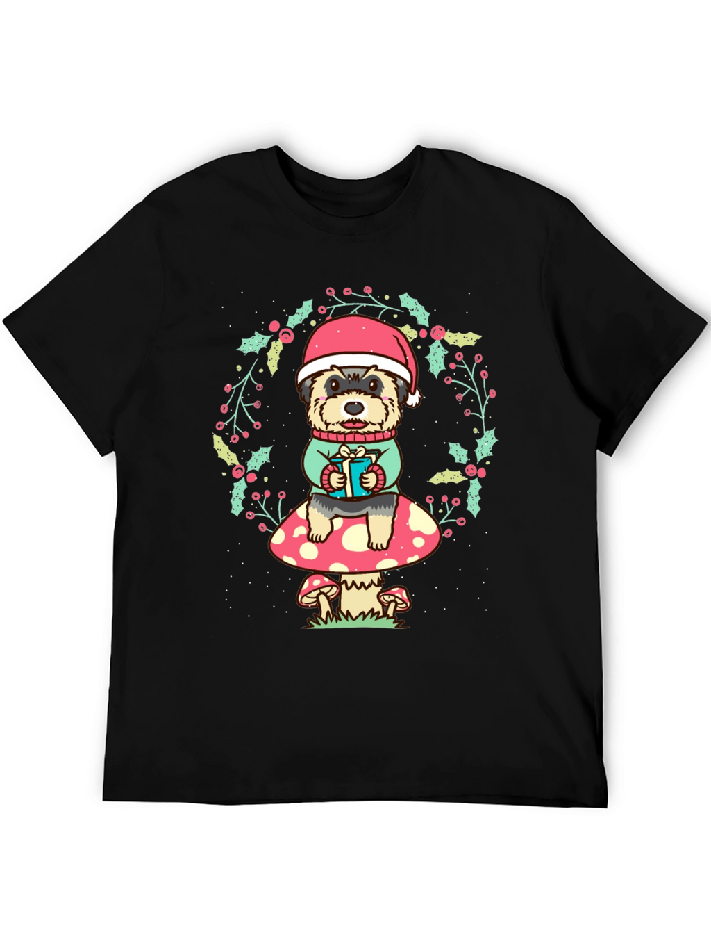 Dog in Santa Hat Christmas T-Shirt