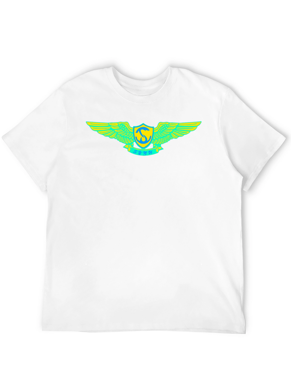 Black T-Shirt with Winged Emblem Design