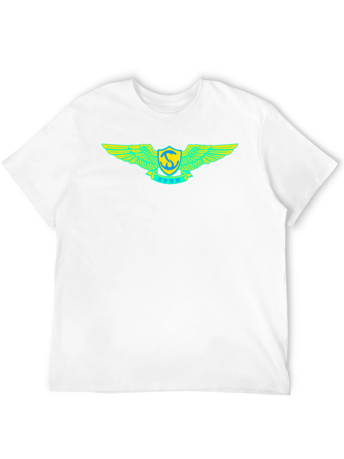 Black T-Shirt with Winged Emblem Design