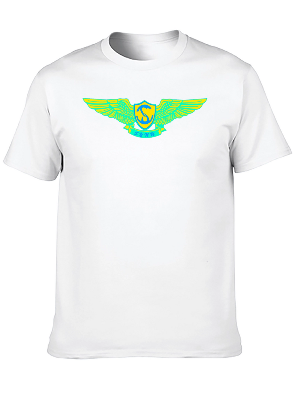Black T-Shirt with Winged Emblem Design