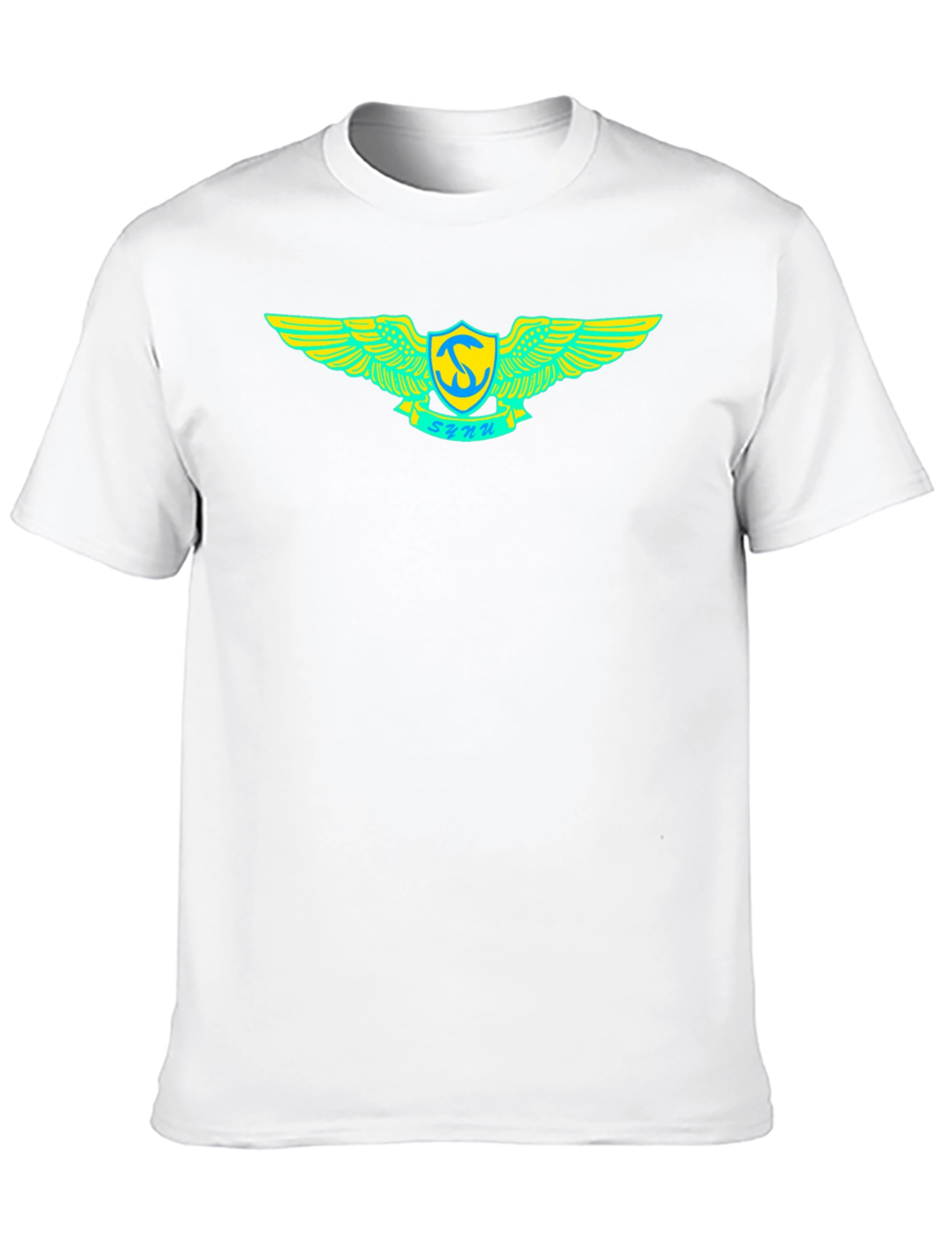 Black T-Shirt with Winged Emblem Design