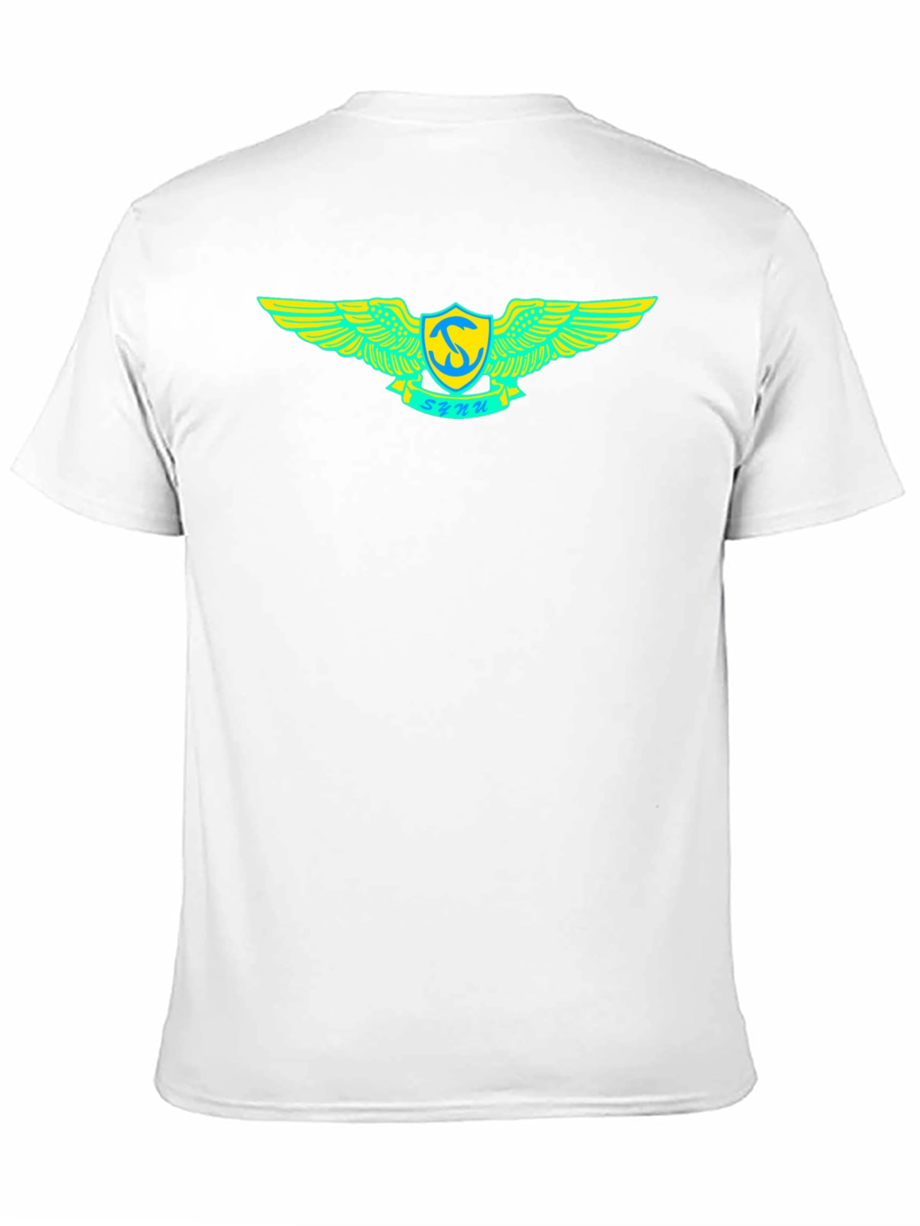 Black T-Shirt with Winged Emblem Design