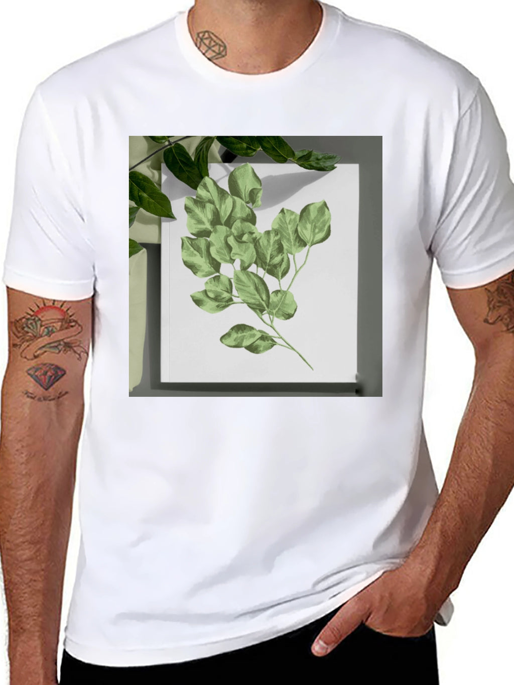 Nature Print Black T-Shirt