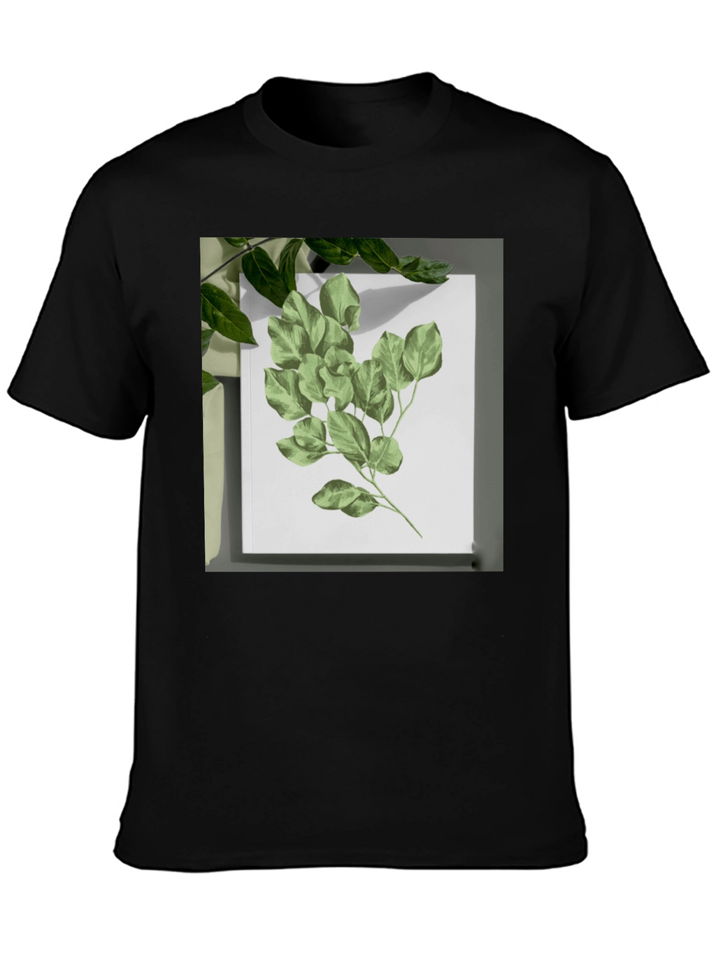 Nature Print Black T-Shirt