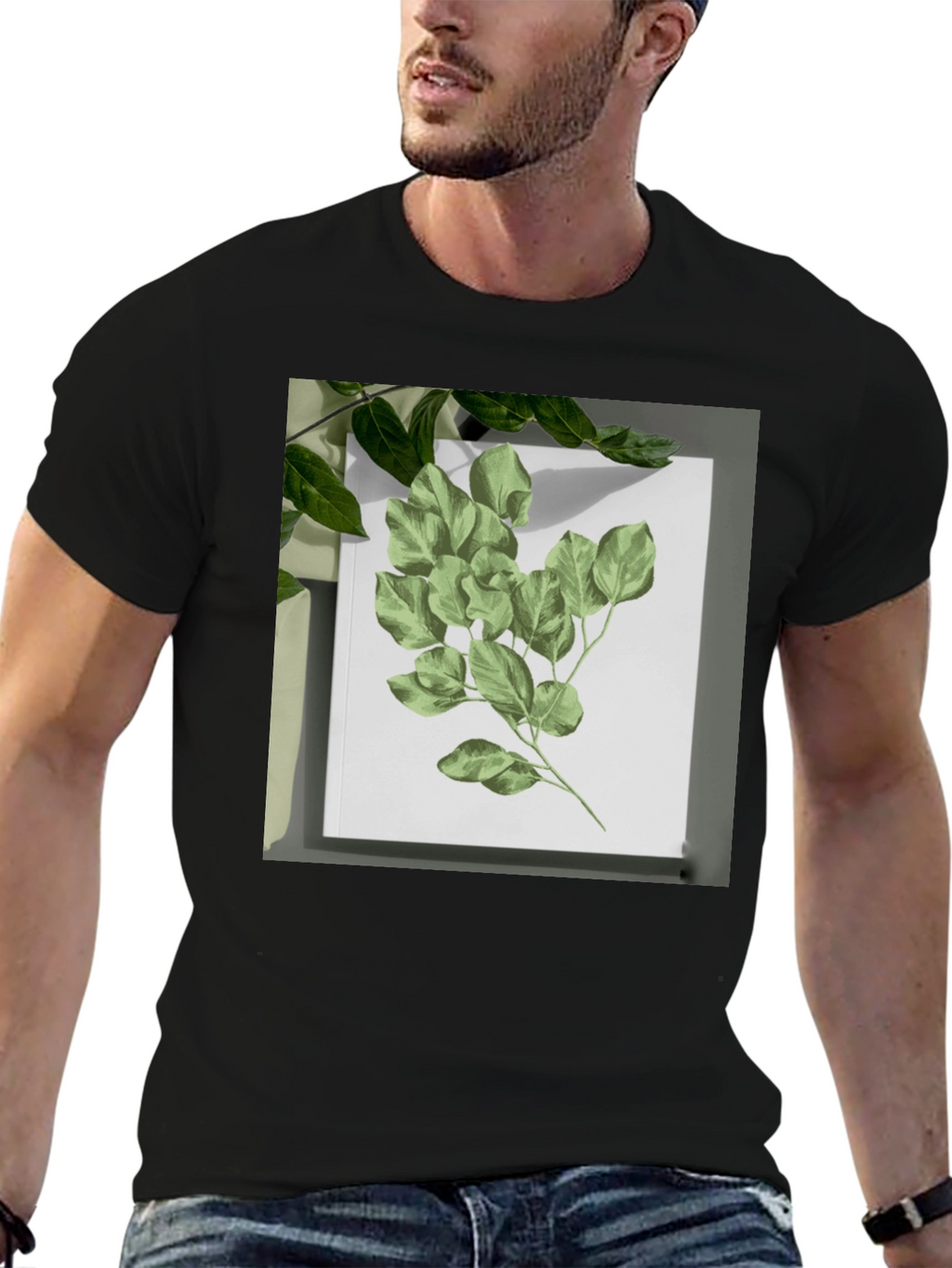 Nature Print Black T-Shirt