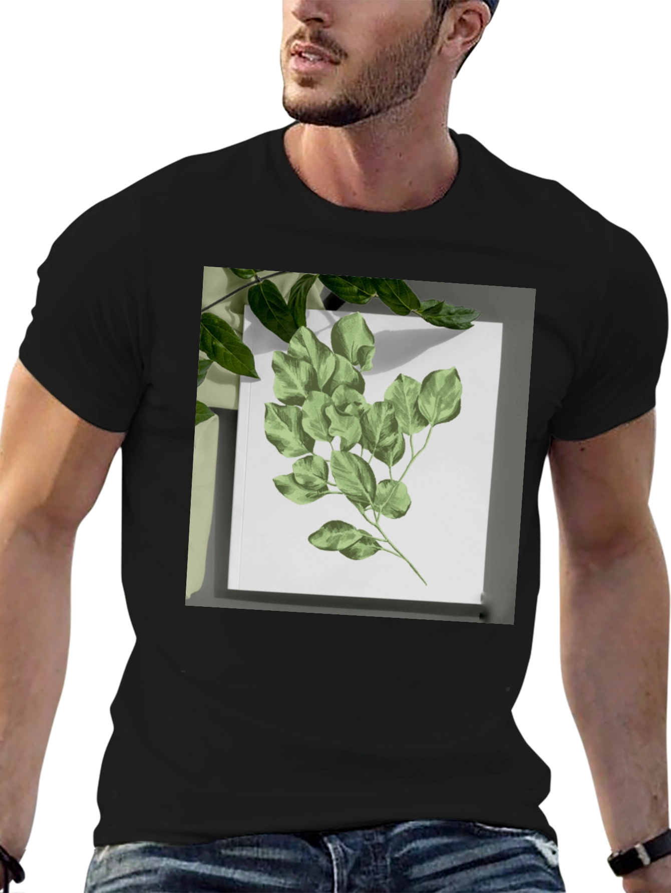 Nature Print Black T-Shirt
