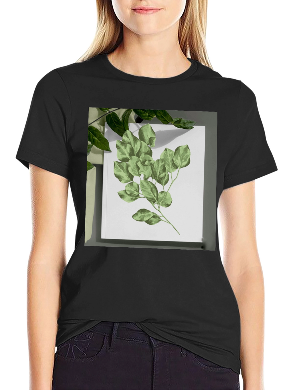 Nature Print Black T-Shirt