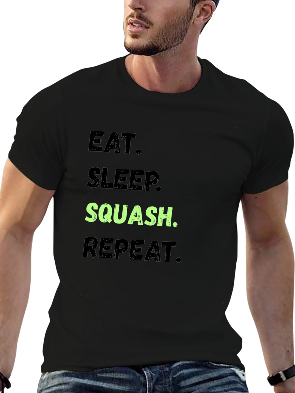 Eat Sleep Squash Repeat Black T-Shirt