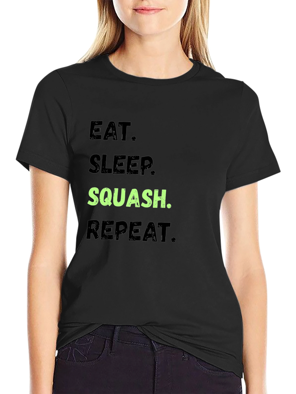Eat Sleep Squash Repeat Black T-Shirt