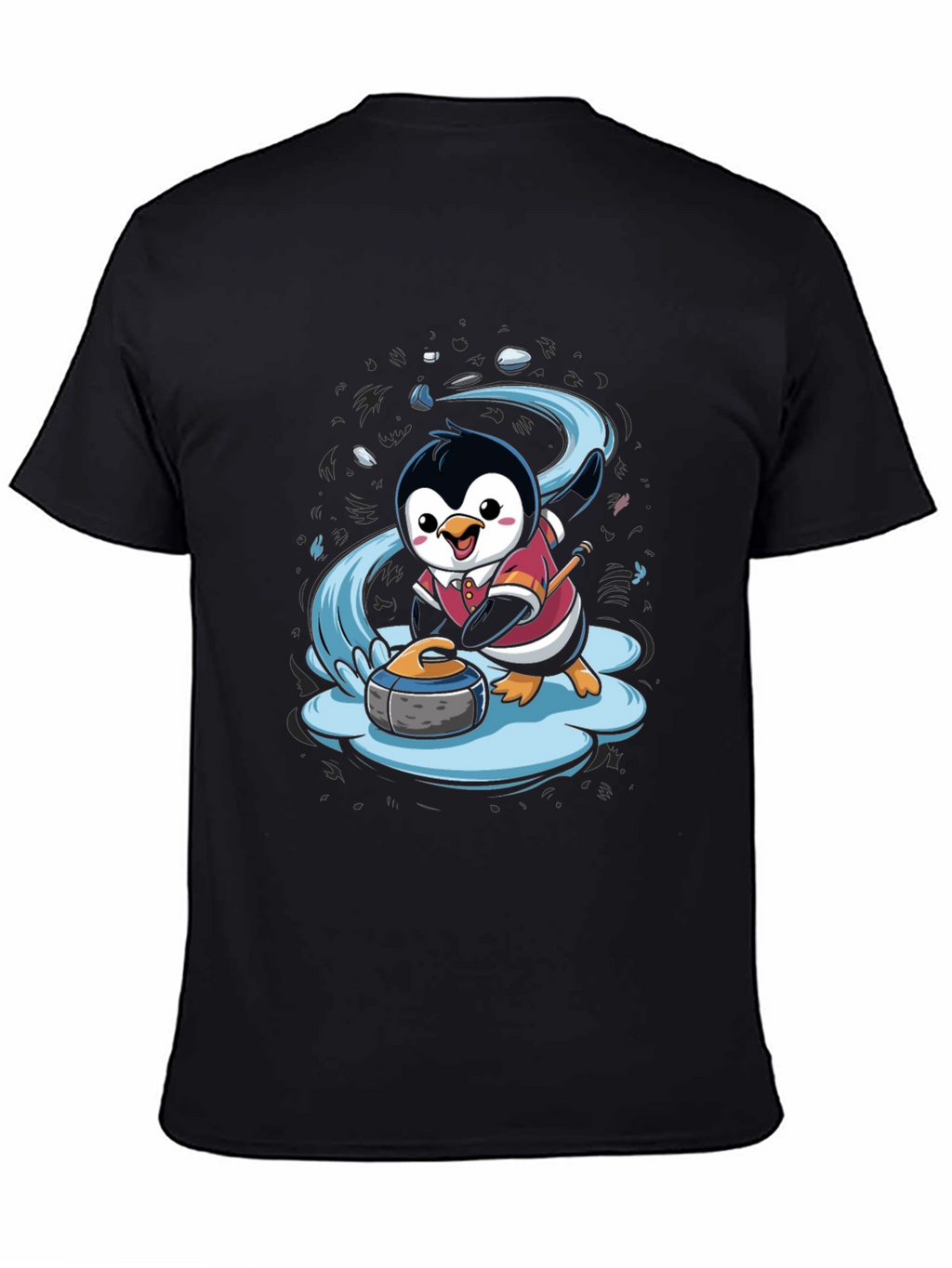 Penguin Curling T-Shirt - Cute Cartoon Design