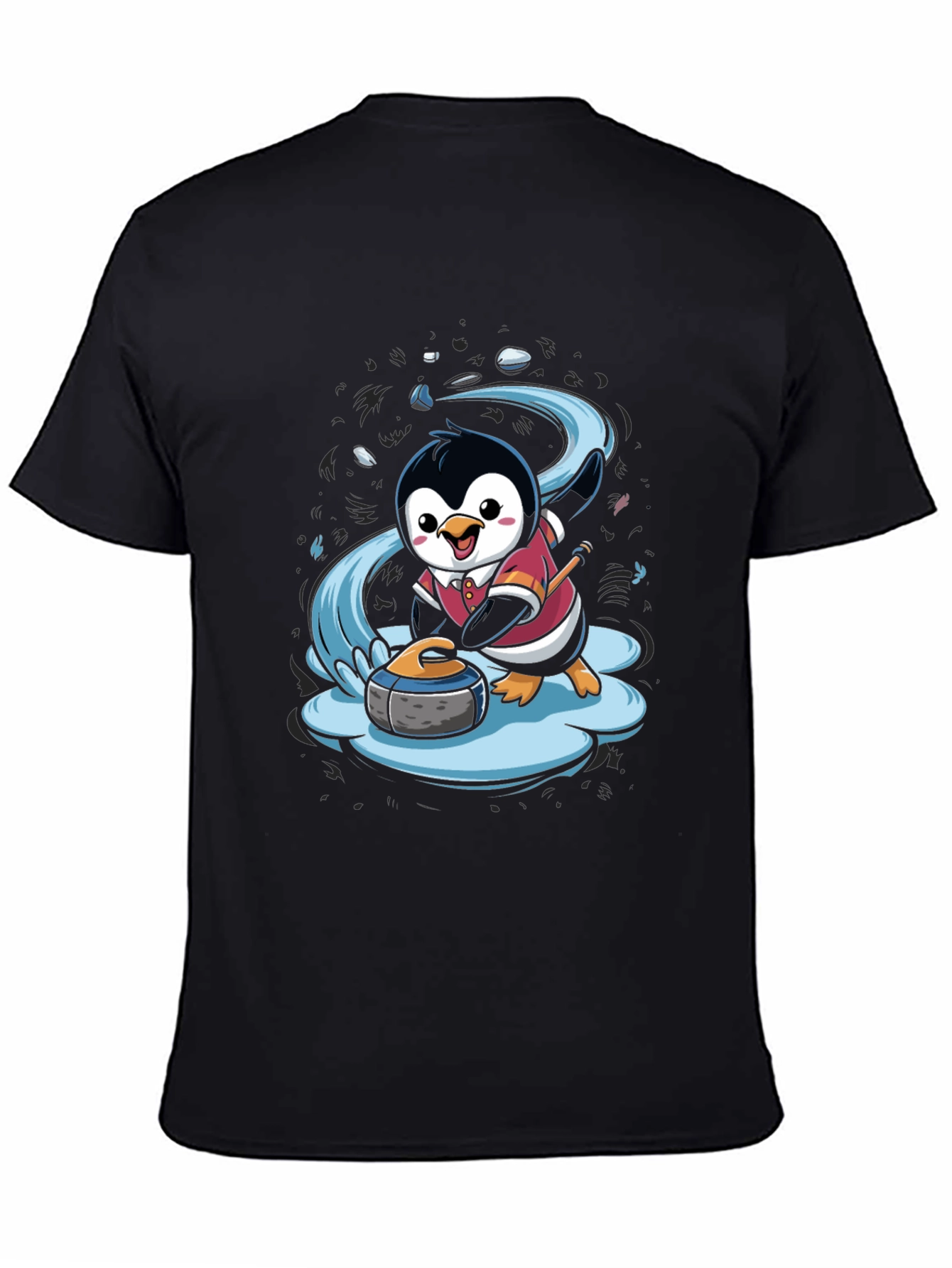 Penguin Curling T-Shirt - Cute Cartoon Design