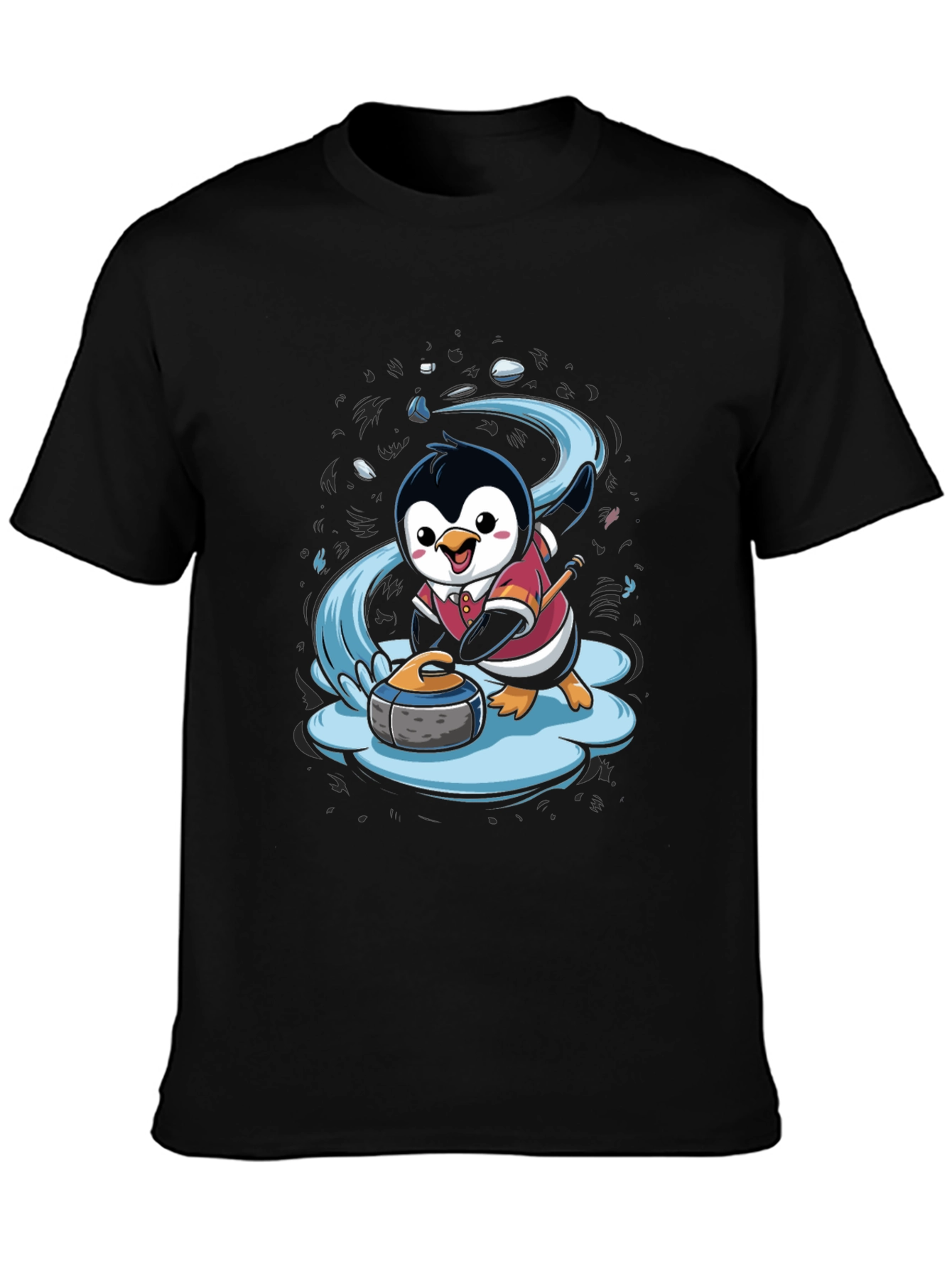 Penguin Curling T-Shirt - Cute Cartoon Design