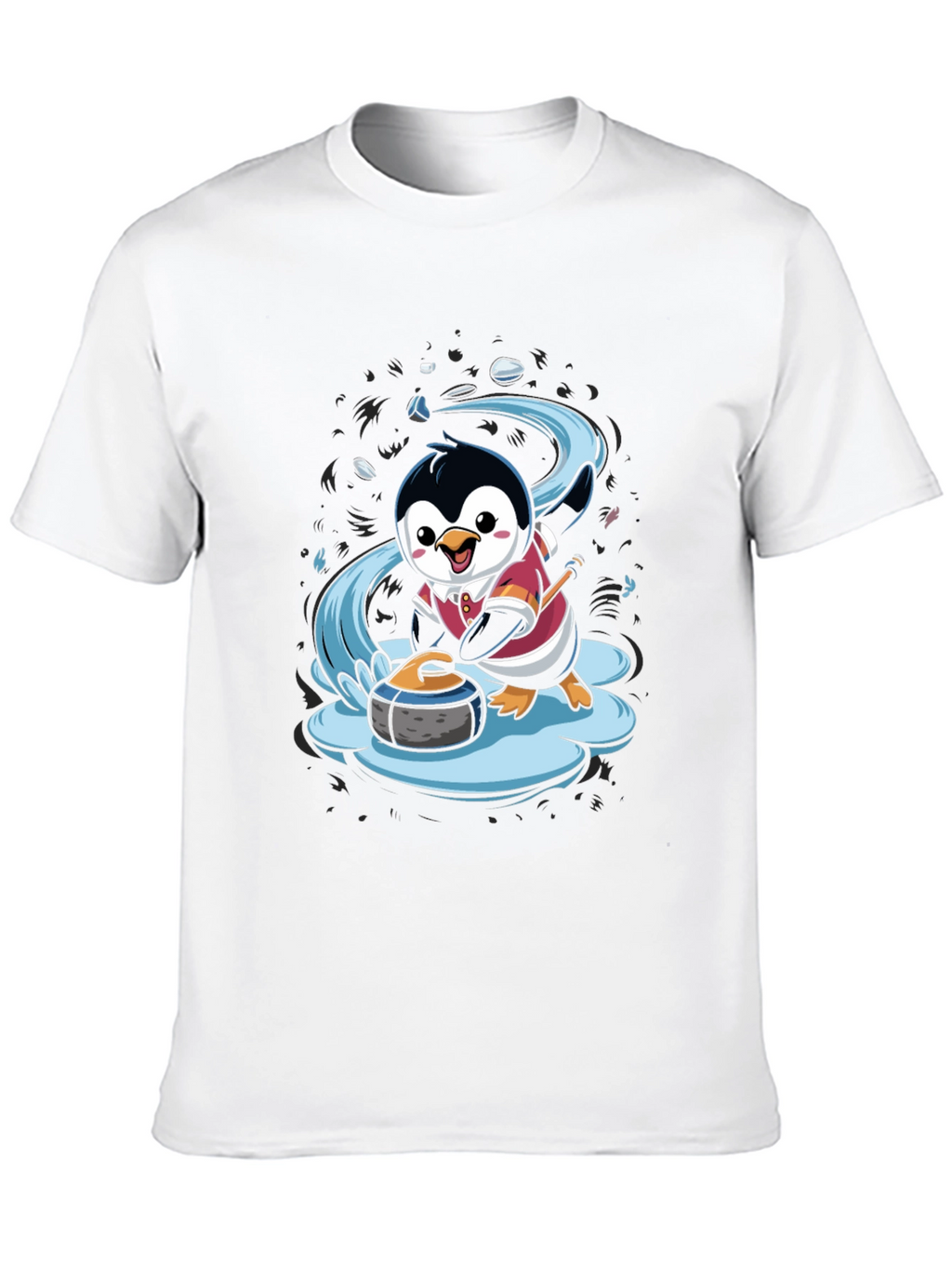 Penguin Curling T-Shirt - Cute Cartoon Design