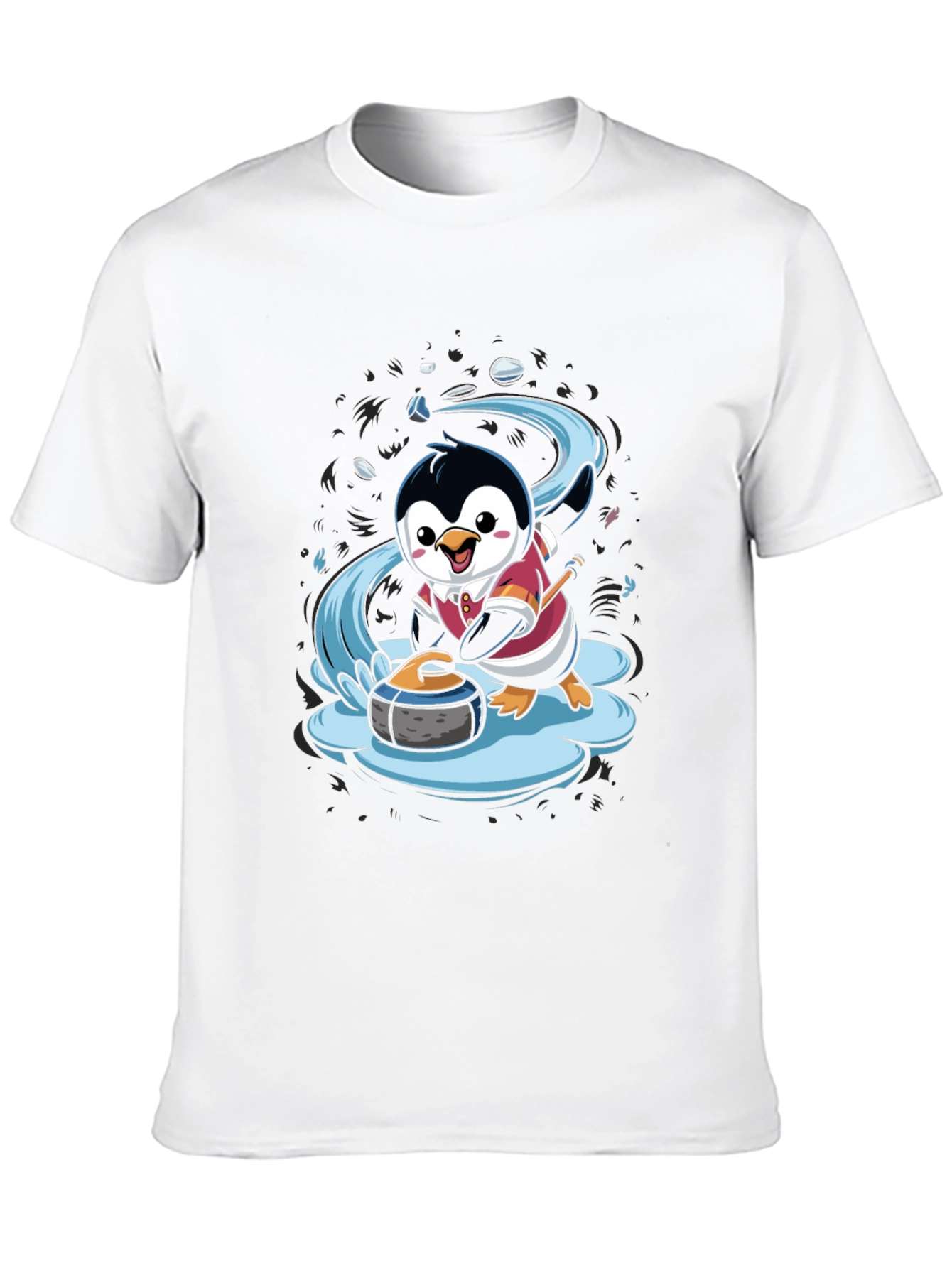 Penguin Curling T-Shirt - Cute Cartoon Design