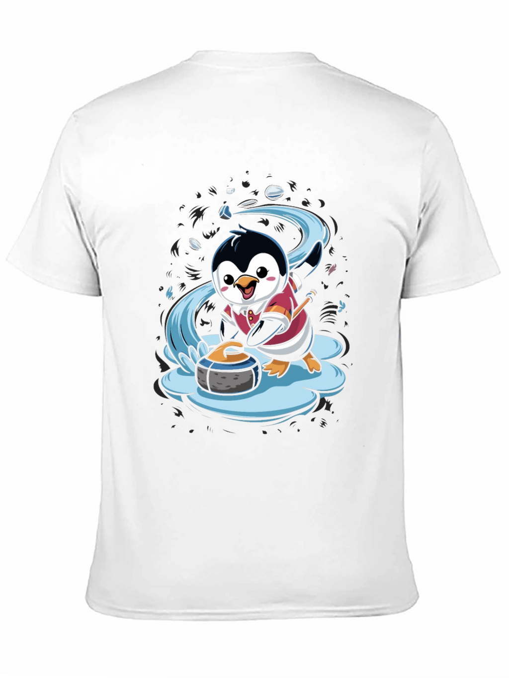 Penguin Curling T-Shirt - Cute Cartoon Design