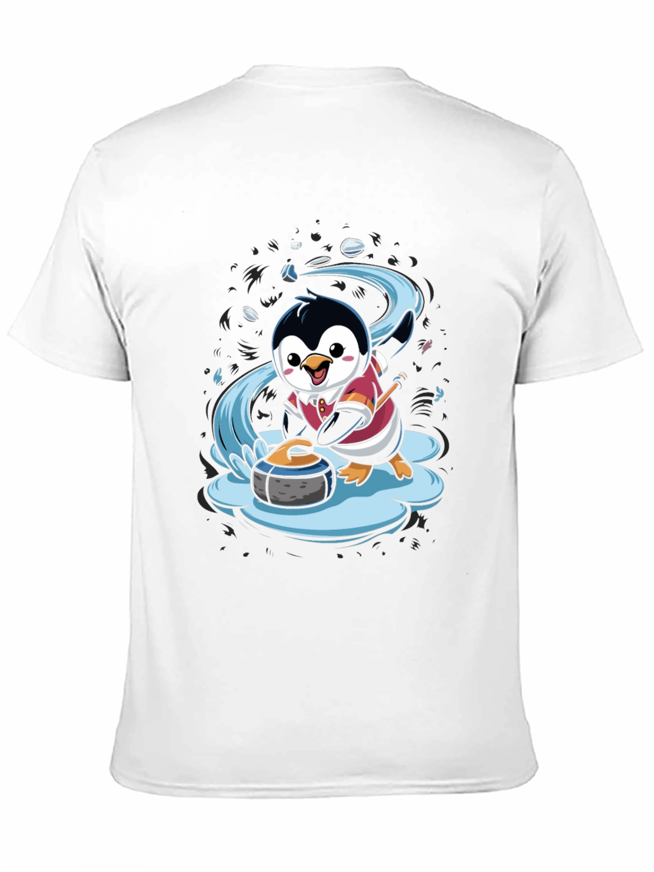 Penguin Curling T-Shirt - Cute Cartoon Design