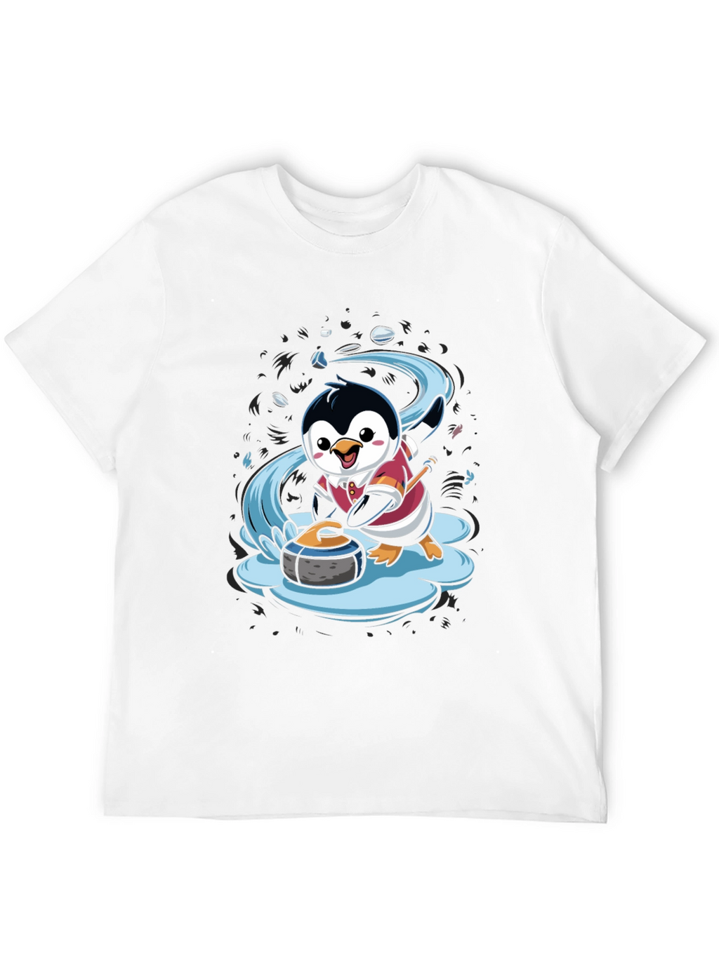 Penguin Curling T-Shirt - Cute Cartoon Design