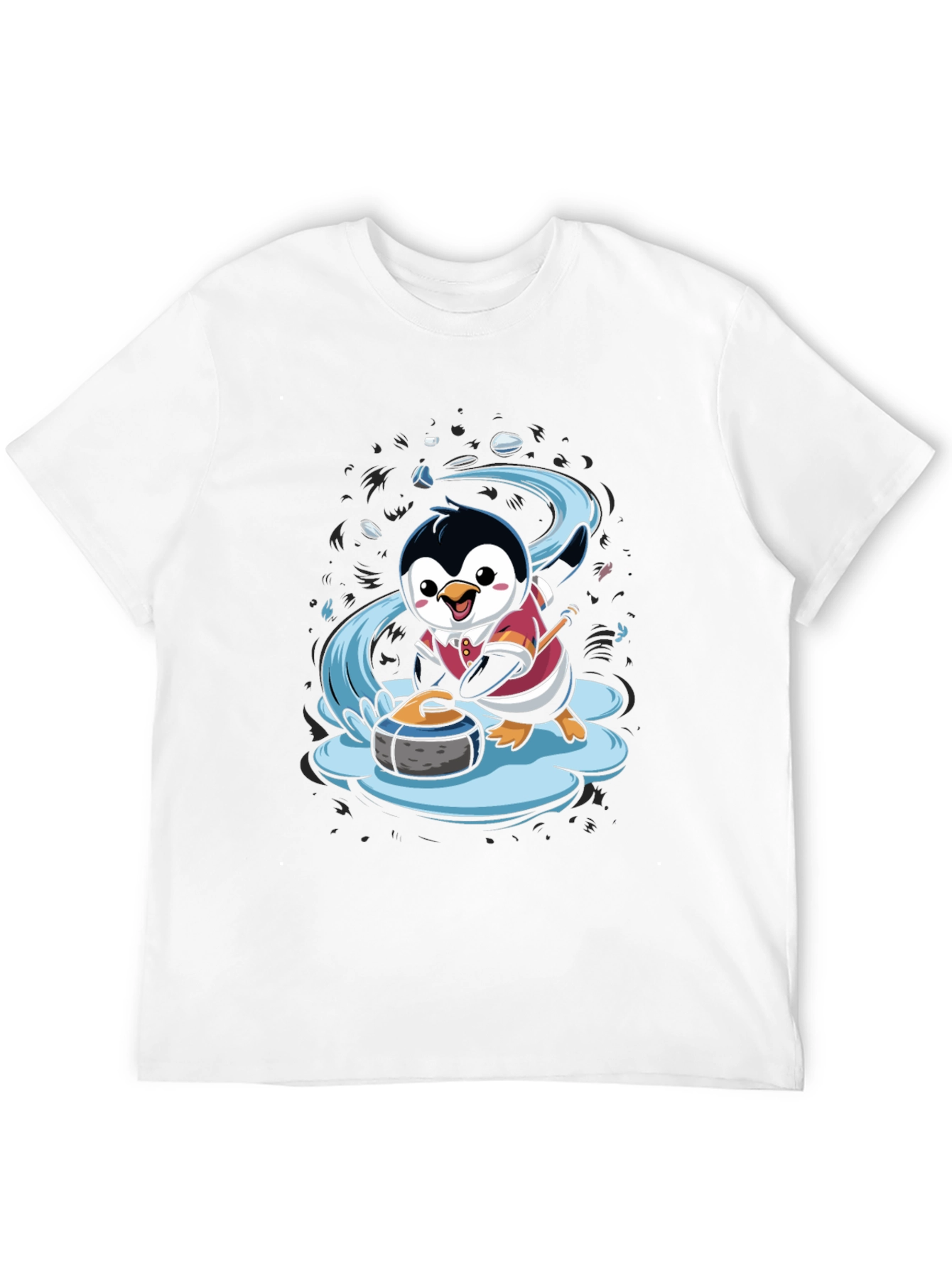 Penguin Curling T-Shirt - Cute Cartoon Design