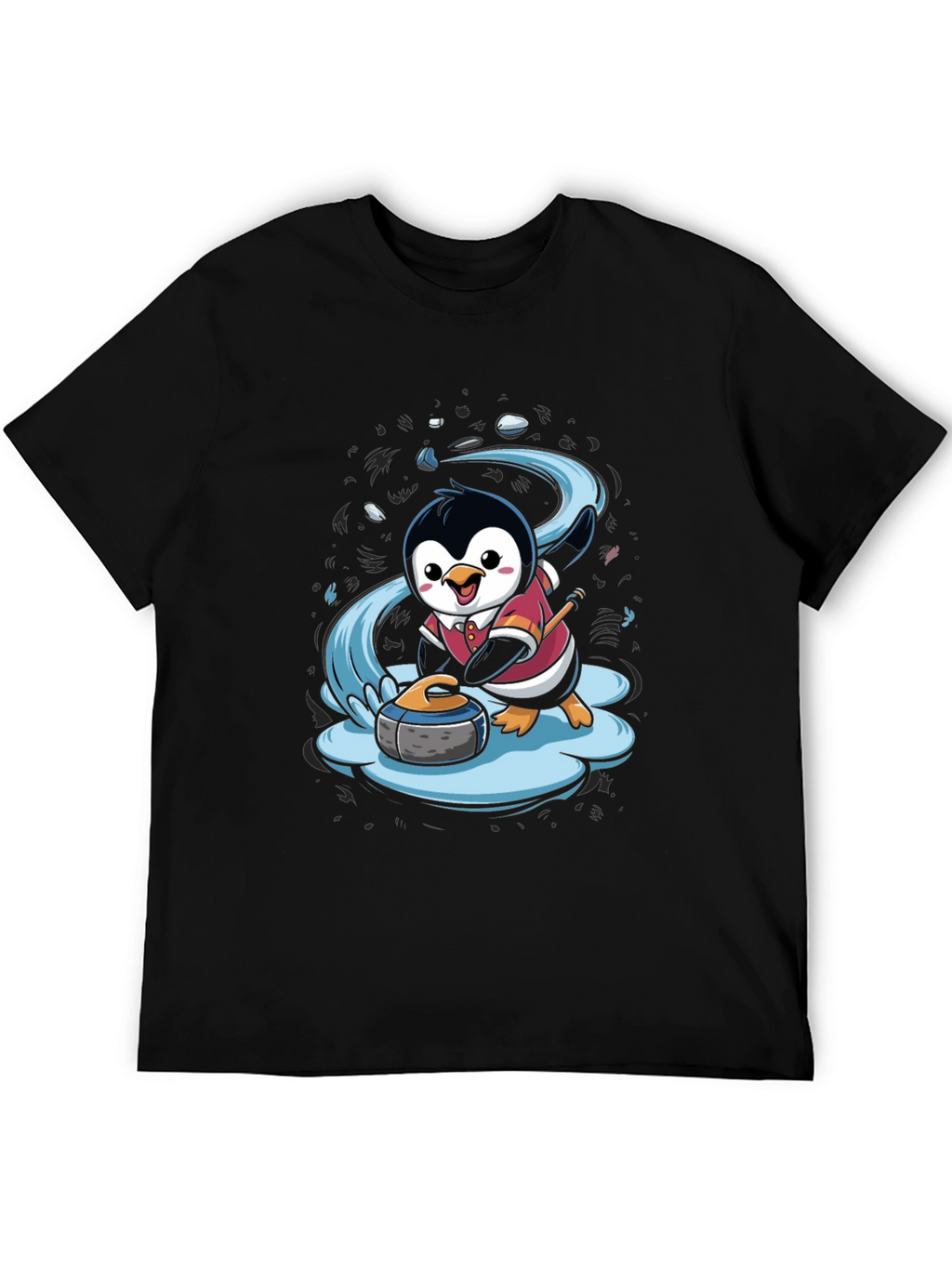 Penguin Curling T-Shirt - Cute Cartoon Design
