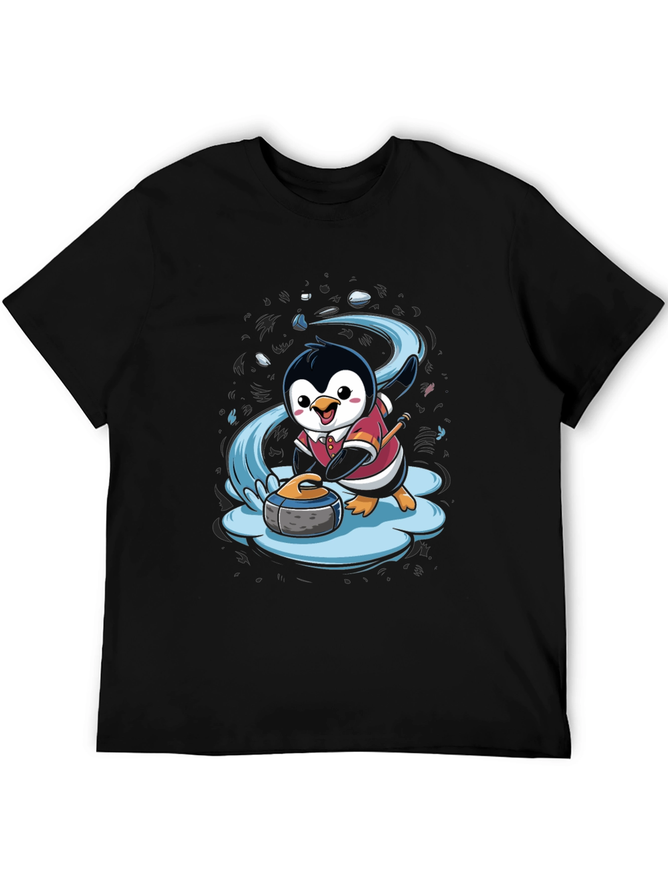Penguin Curling T-Shirt - Cute Cartoon Design