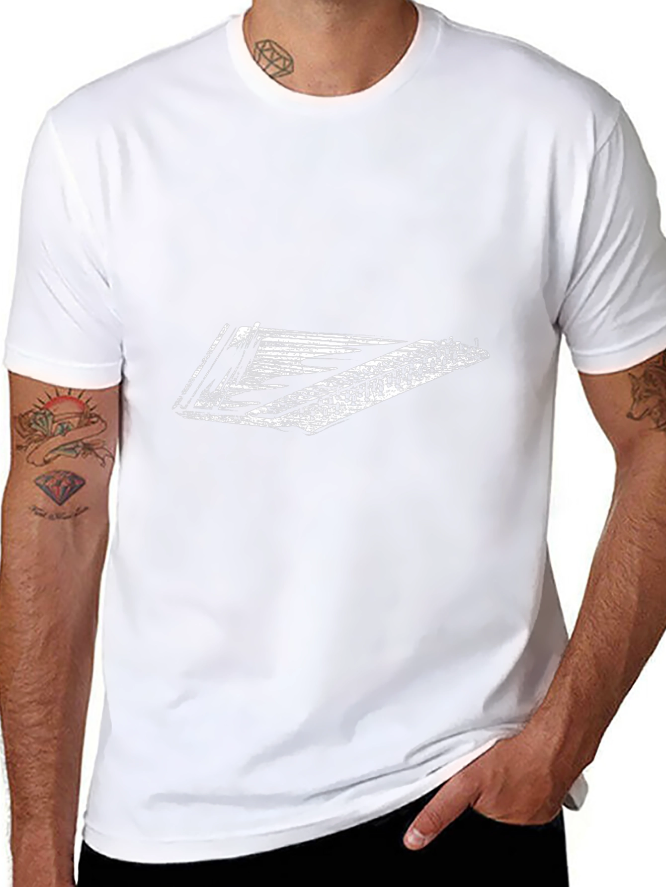 Black T-Shirt with White Hammered Dulcimer Design