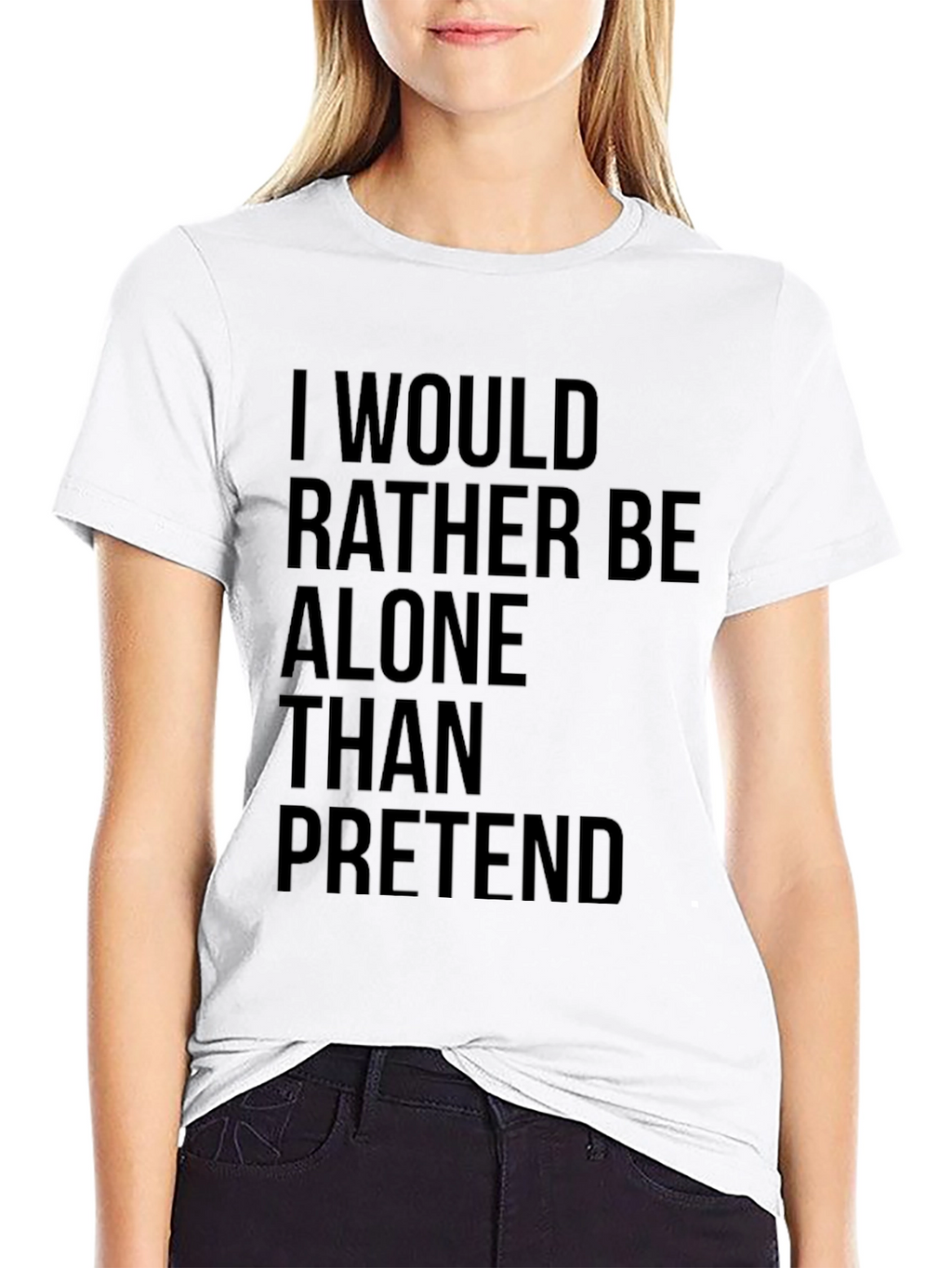 Alone Than Pretend Mens Black Graphic T-Shirt