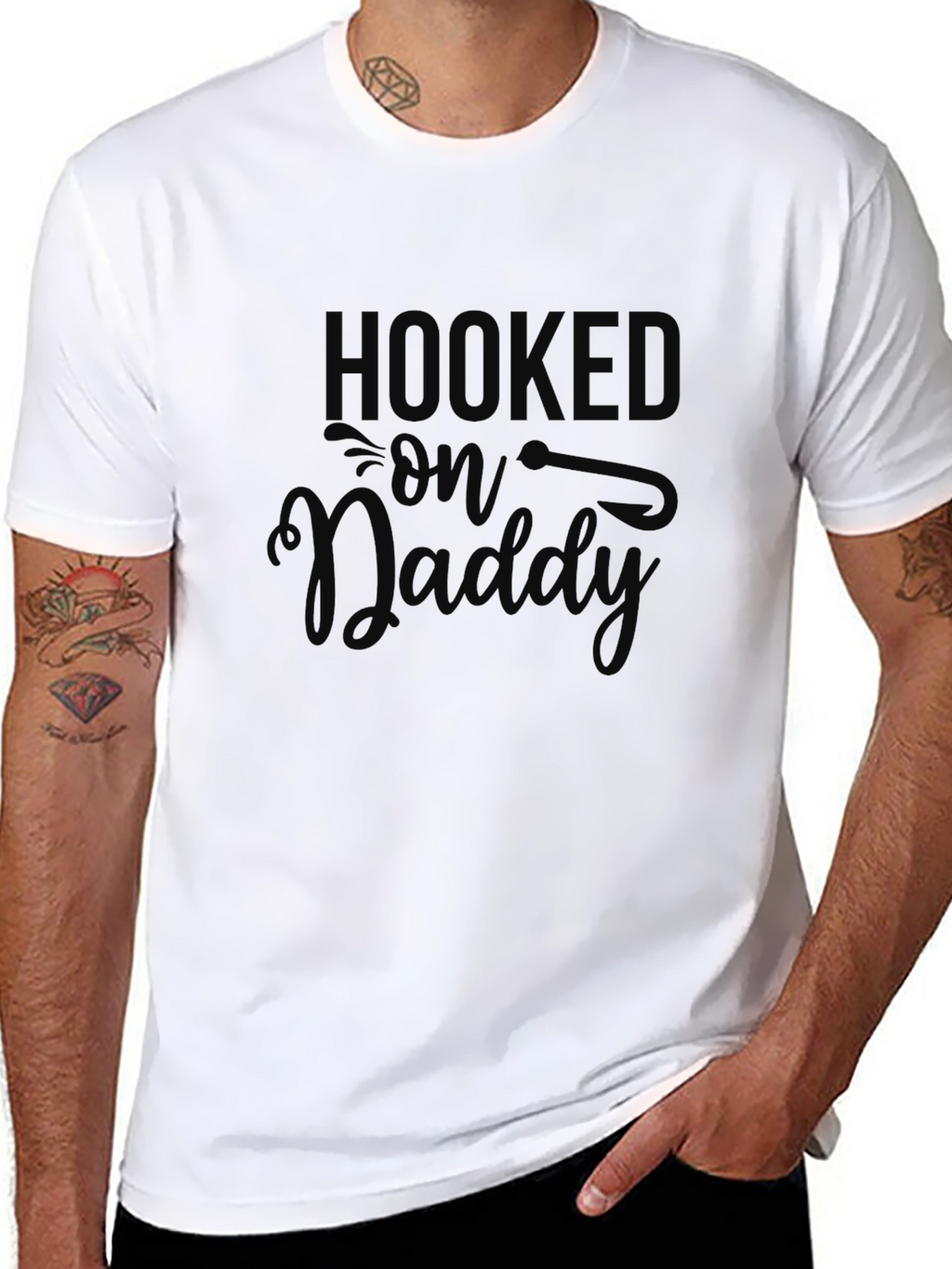 Hooked on Daddy Black Graphic Tee Shirt